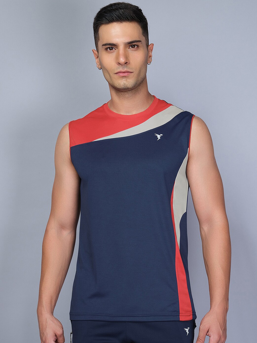 

Technosport Men Colourblocked Anti Ordour Gym Vest, Navy blue