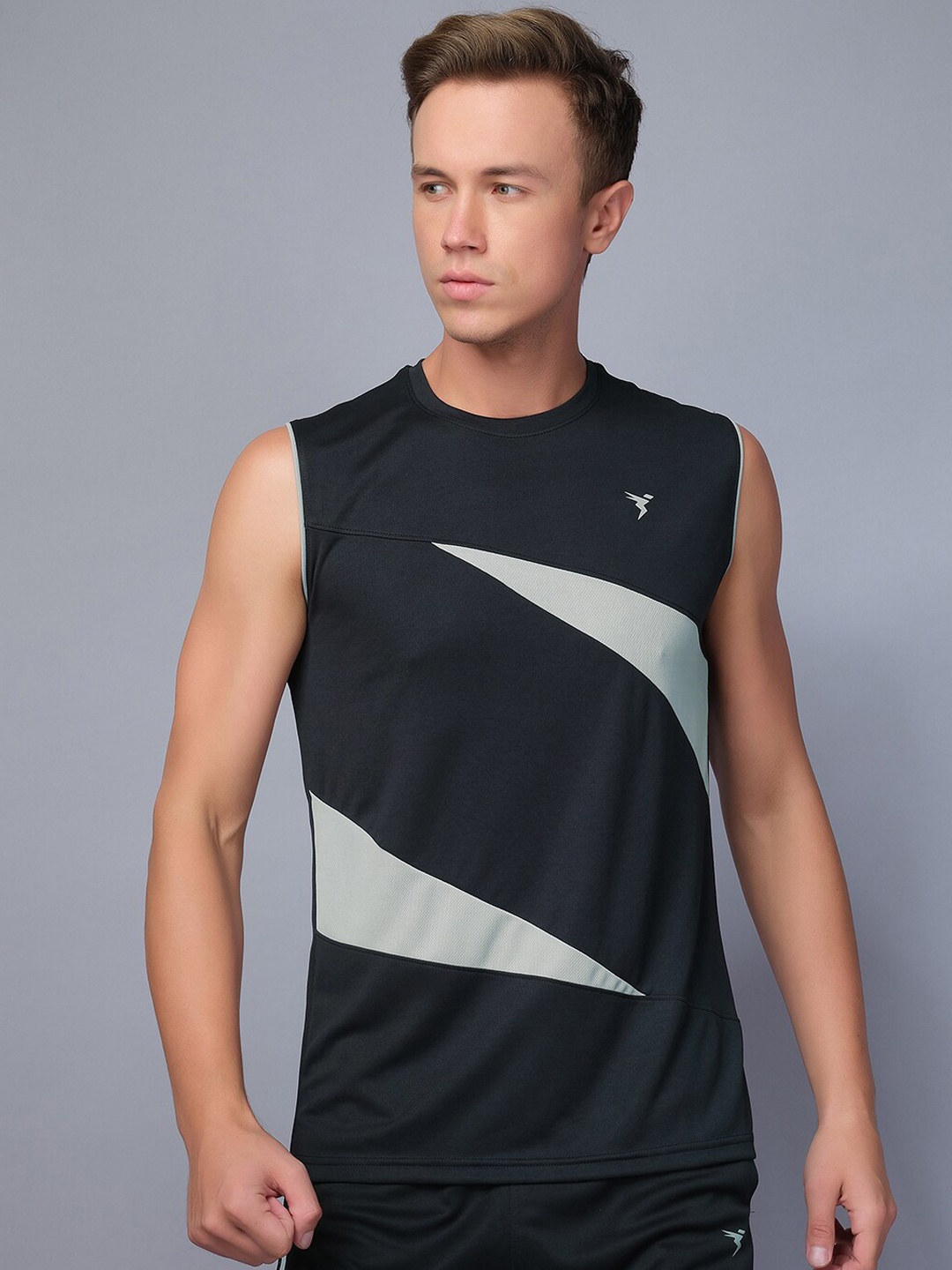 

Technosport Colourblocked Anti Odour Gym Vest, Black