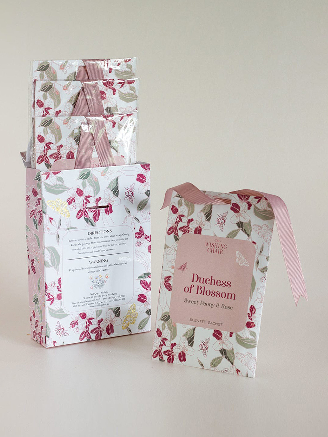 

The Wishing Chair 4 Pieces Printed Duchess Of Blossom Scented Sachets, Pink