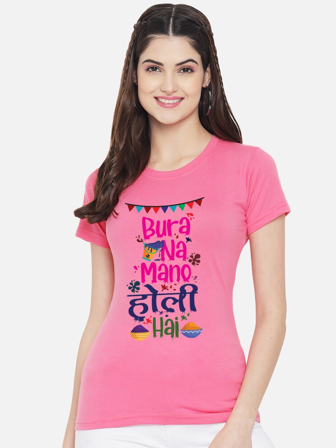 

FFLIRTYGO Women Round Neck T-shirt, Pink