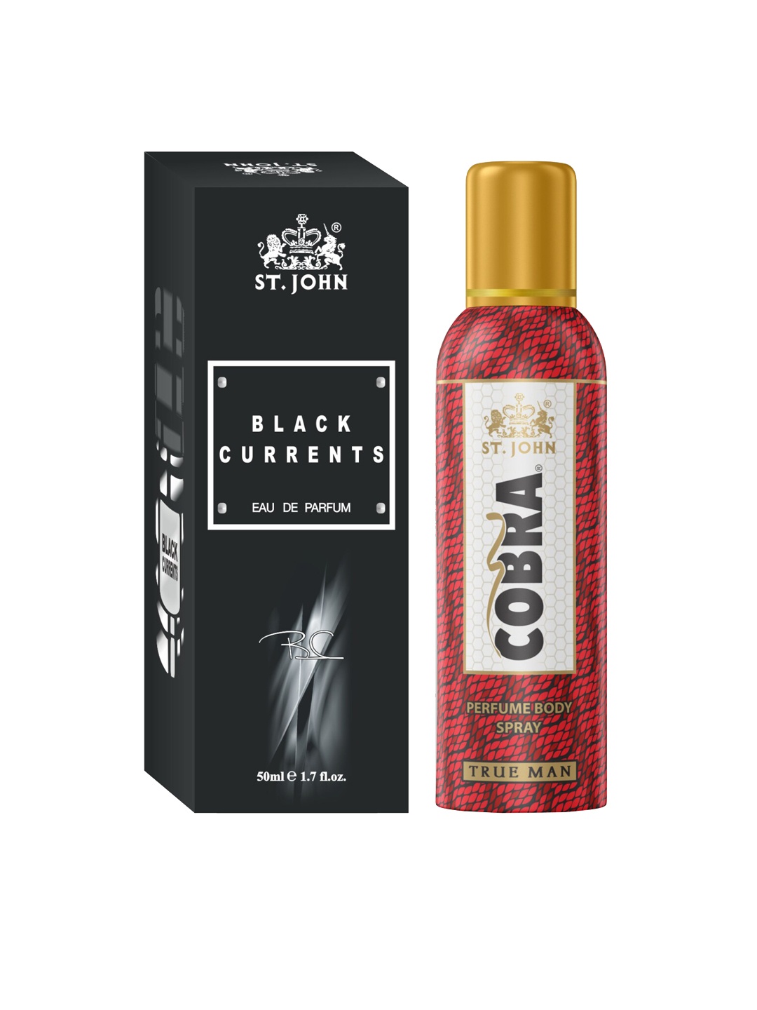 

St. John Combo of 2 Cobra Deodrant No Gas True Man 100ml & Black Current 50ml