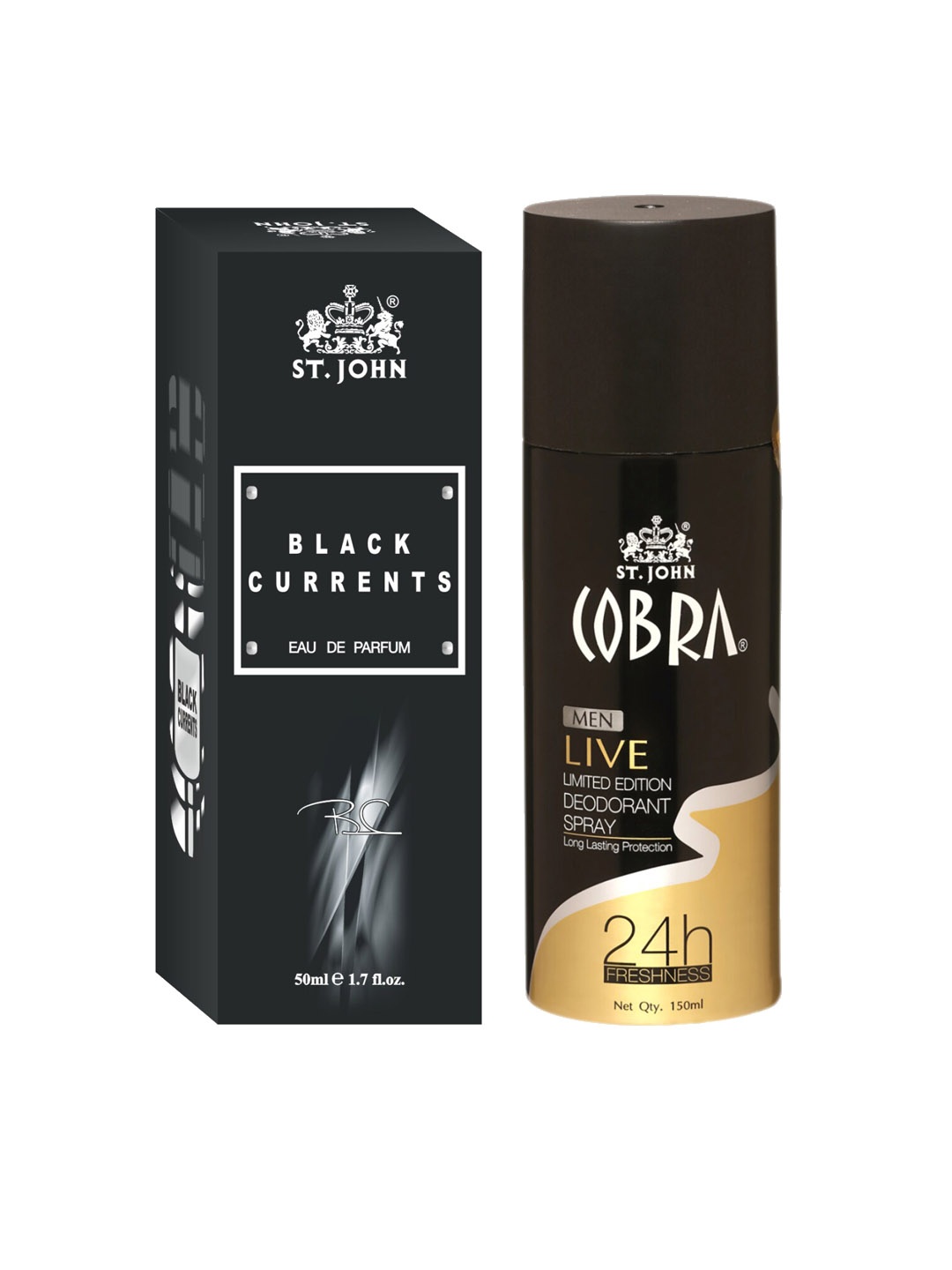 

St. John Combo of 2 Cobra Deodrant Live 150 ml & Cobra Black Current 50ml