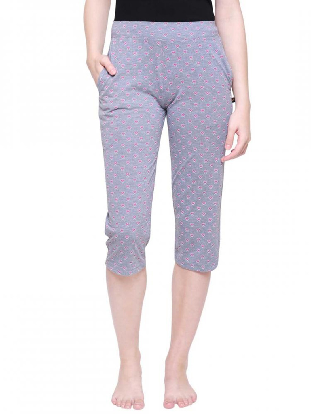 

PROTEENS Women Printed Regular-Fit Cotton Capris, Grey