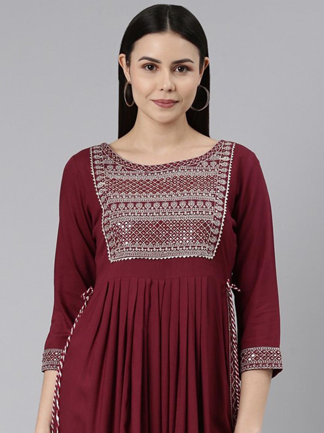 

KALINI Women Ethnic Motifs Embroidered Kurta With Trousers & Dupatta, Burgundy