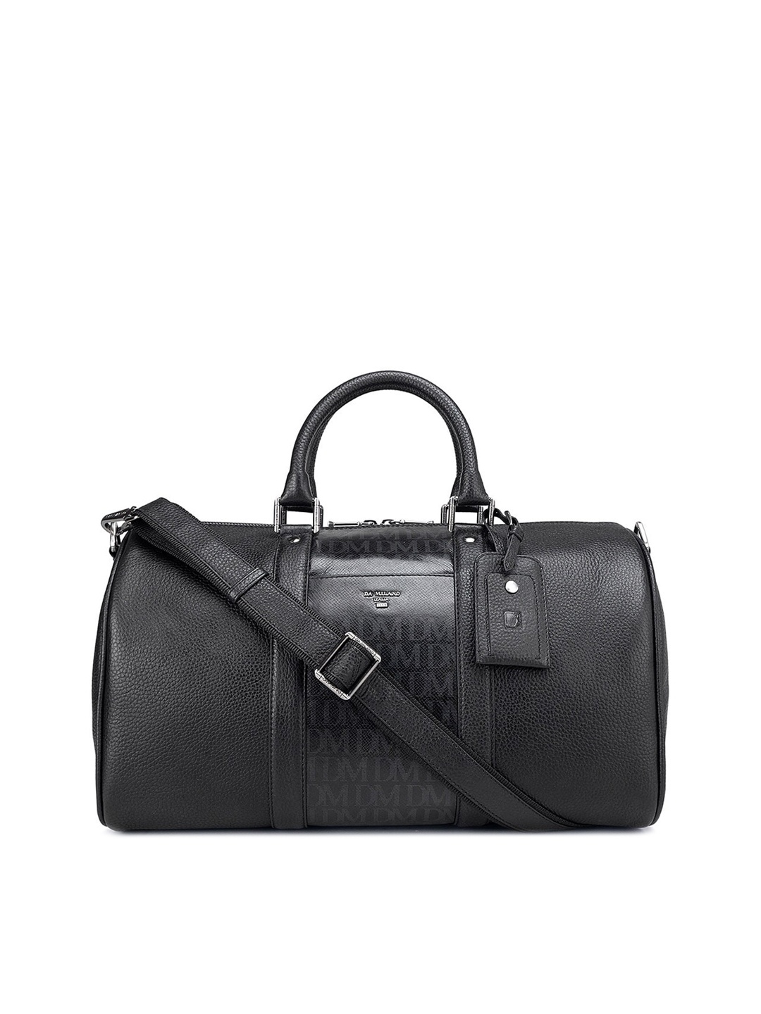 

Da Milano Textured Leather Duffel Bag, Black