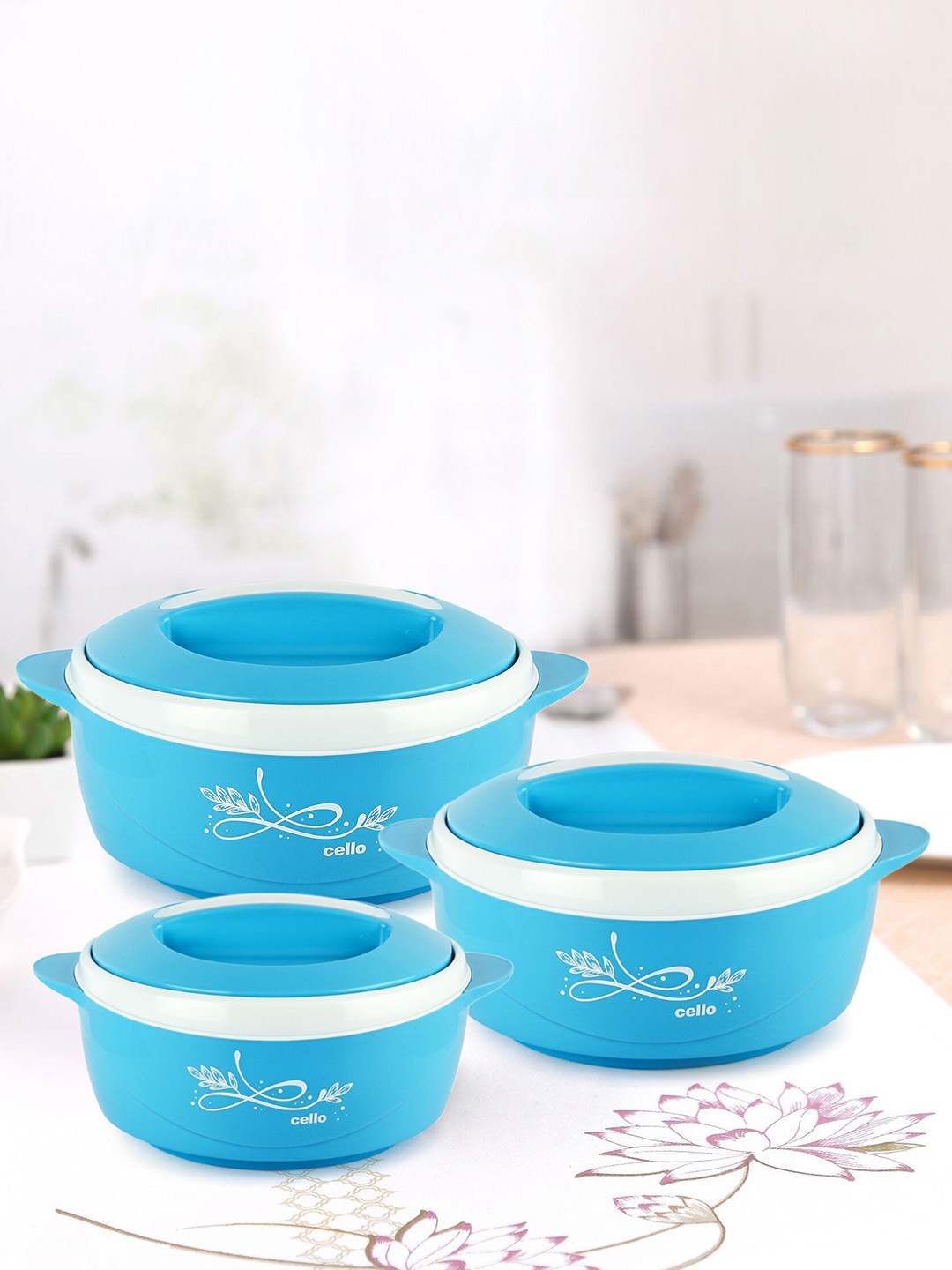 

Cello Sapphire Blue Set Of 3 Thermoware Casserole 500 ml 1L 1.5 L
