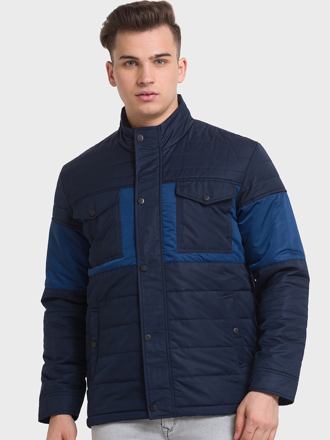 

ColorPlus Men Colourblocked Long Sleeves Padded Jacket, Navy blue