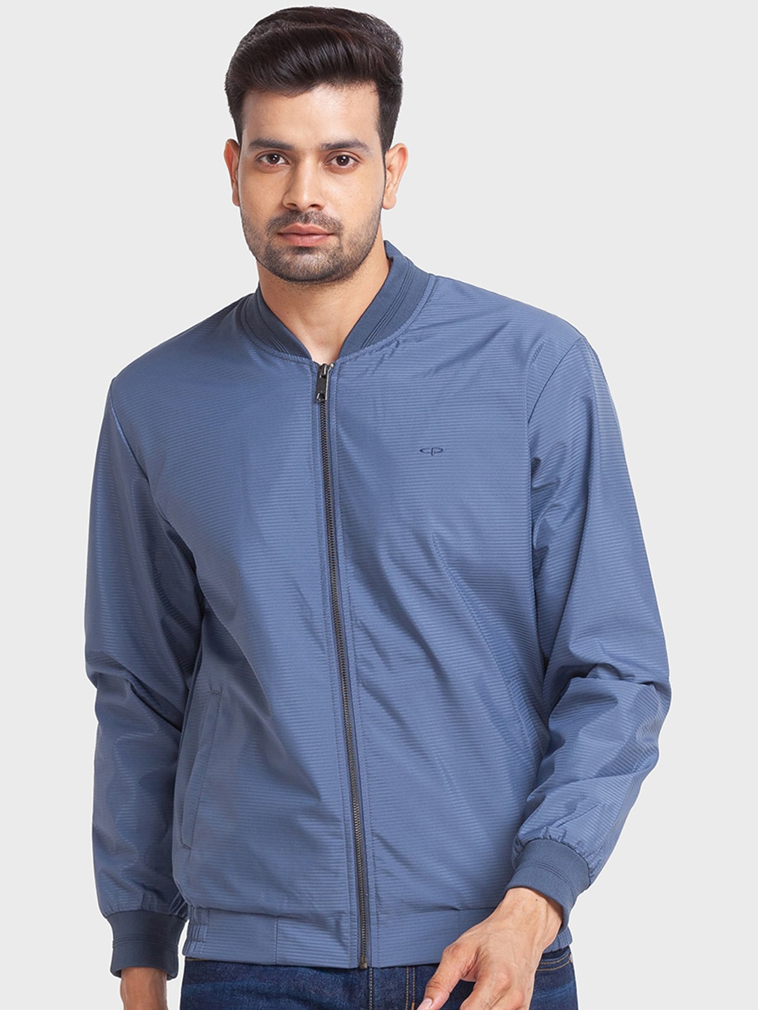 

ColorPlus Men Striped Long Sleeves Bomber Jacket, Blue