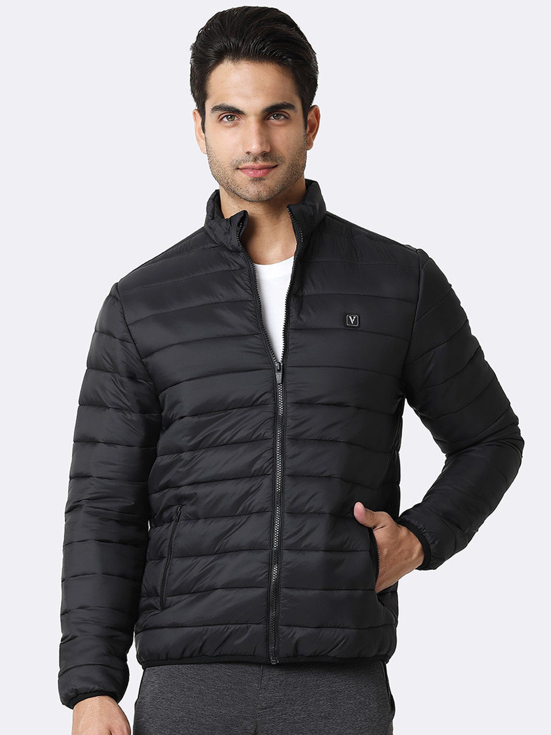 

Van Heusen Men Solid Padded Jacket, Black