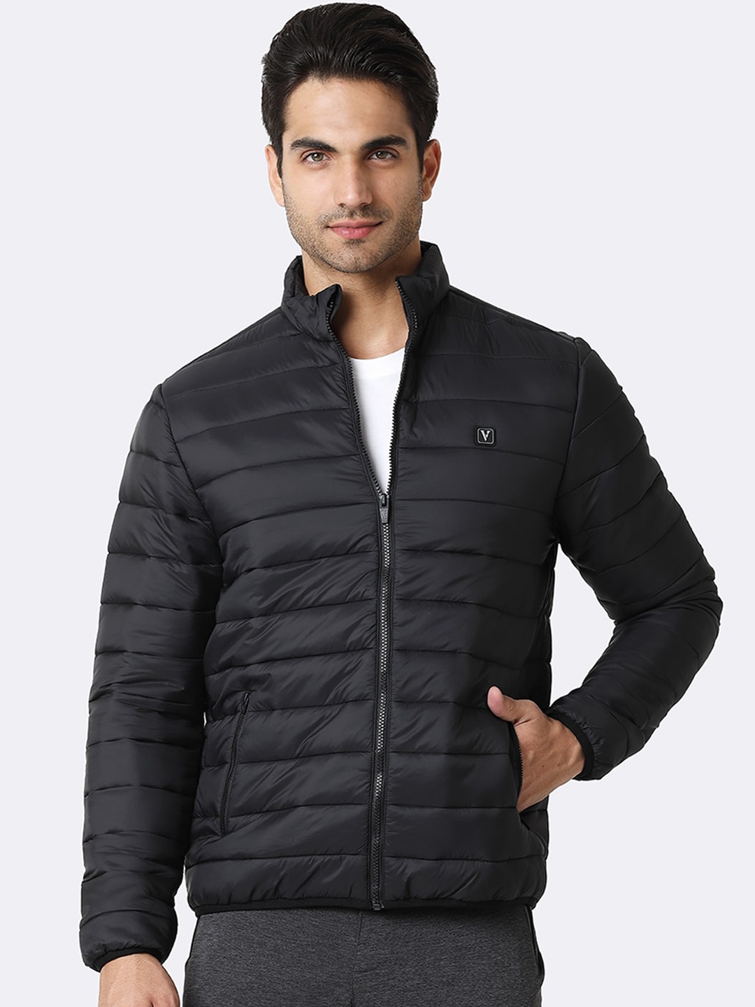 

Van Heusen Men Solid Padded Jacket, Black