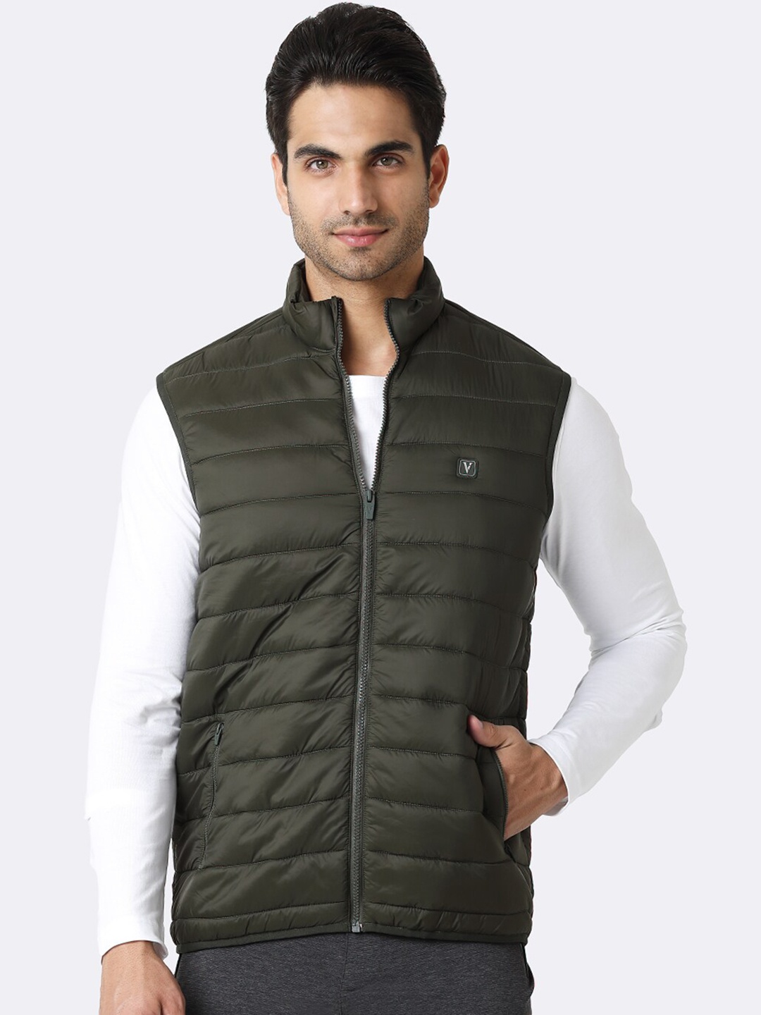 

Van Heusen Men Sleeveless Puffer Jacket, Green