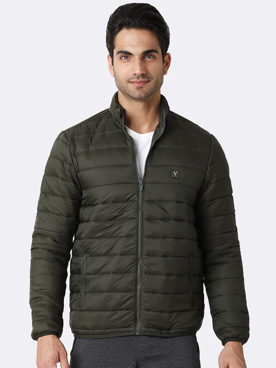 

Van Heusen Men Solid Puffer Jacket, Olive