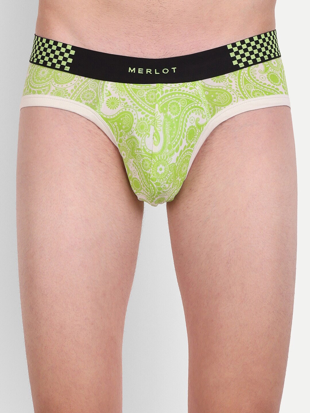 

MERLOT Men Printed Anti-Bacterial Basic Brief MRLT_29_S, Green