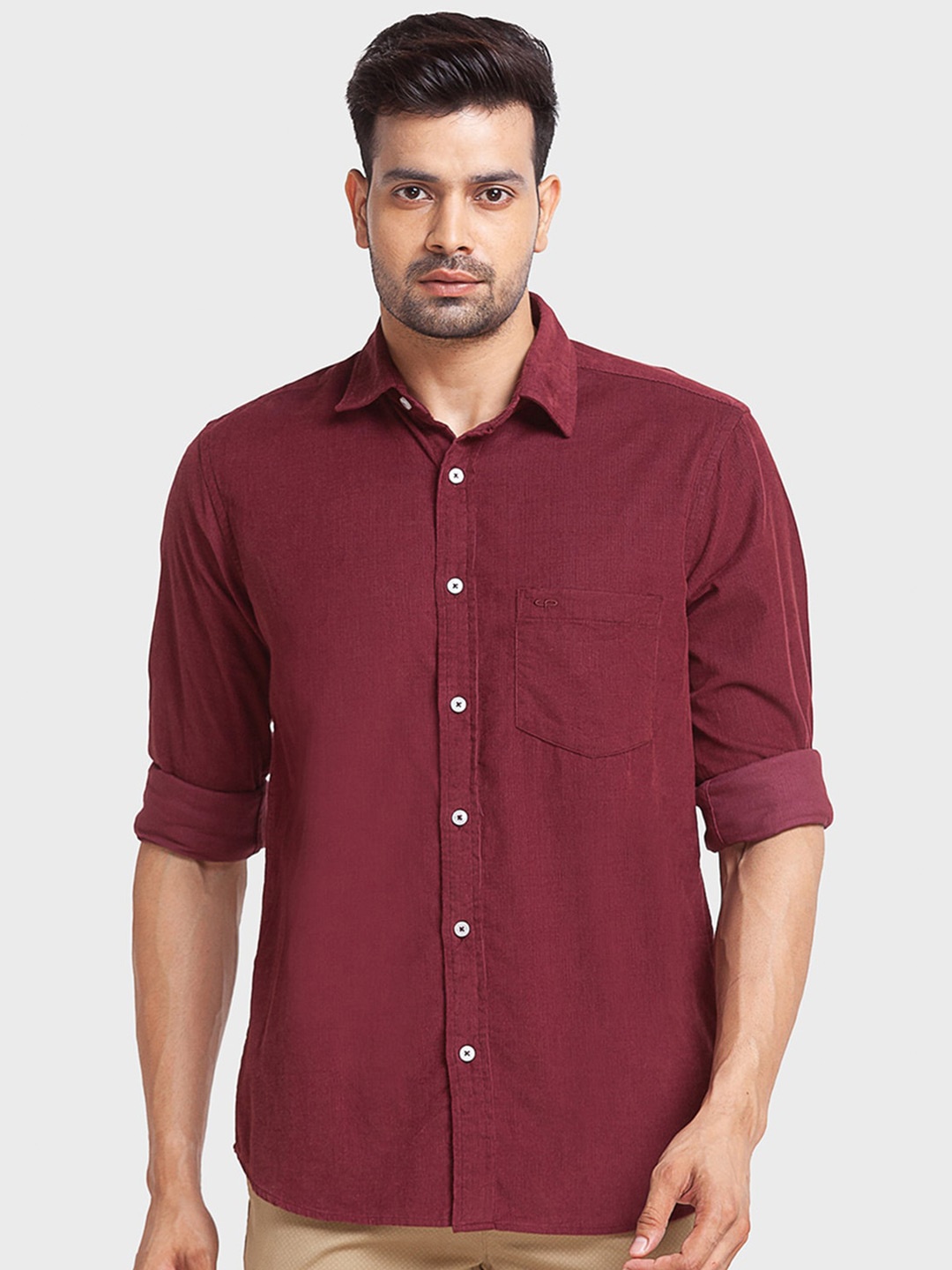 

ColorPlus Tailored Fit Cotton Casual Shirt, Maroon