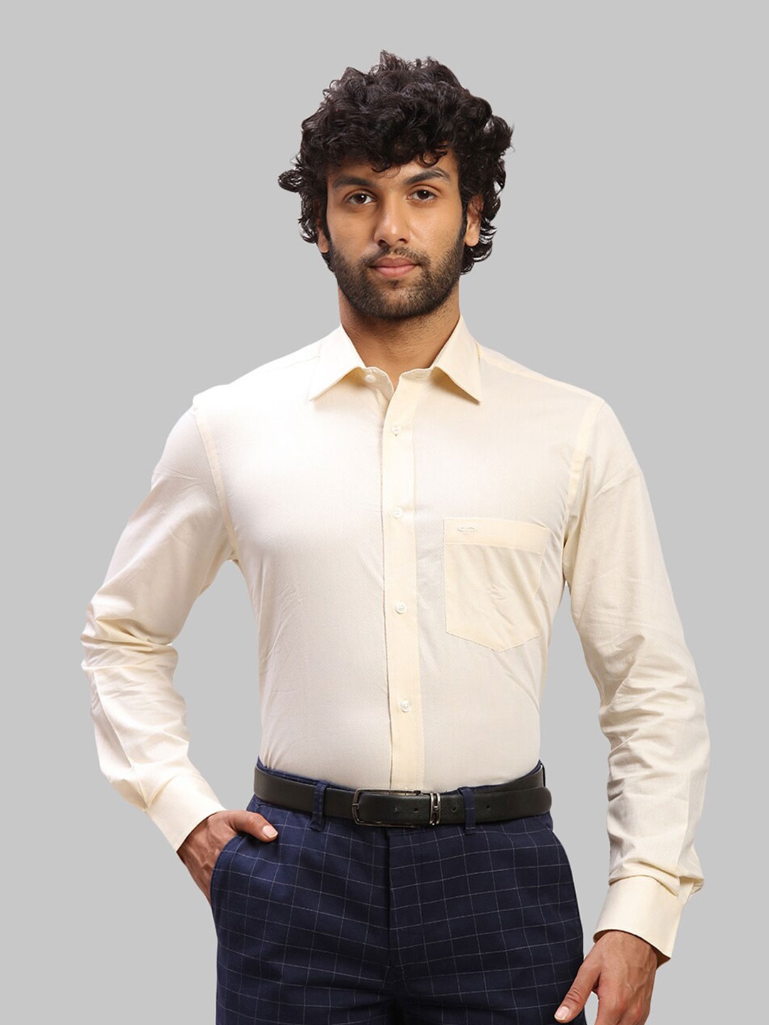 

ColorPlus Men Tailored Fit Casual Cotton Shirt, Yellow