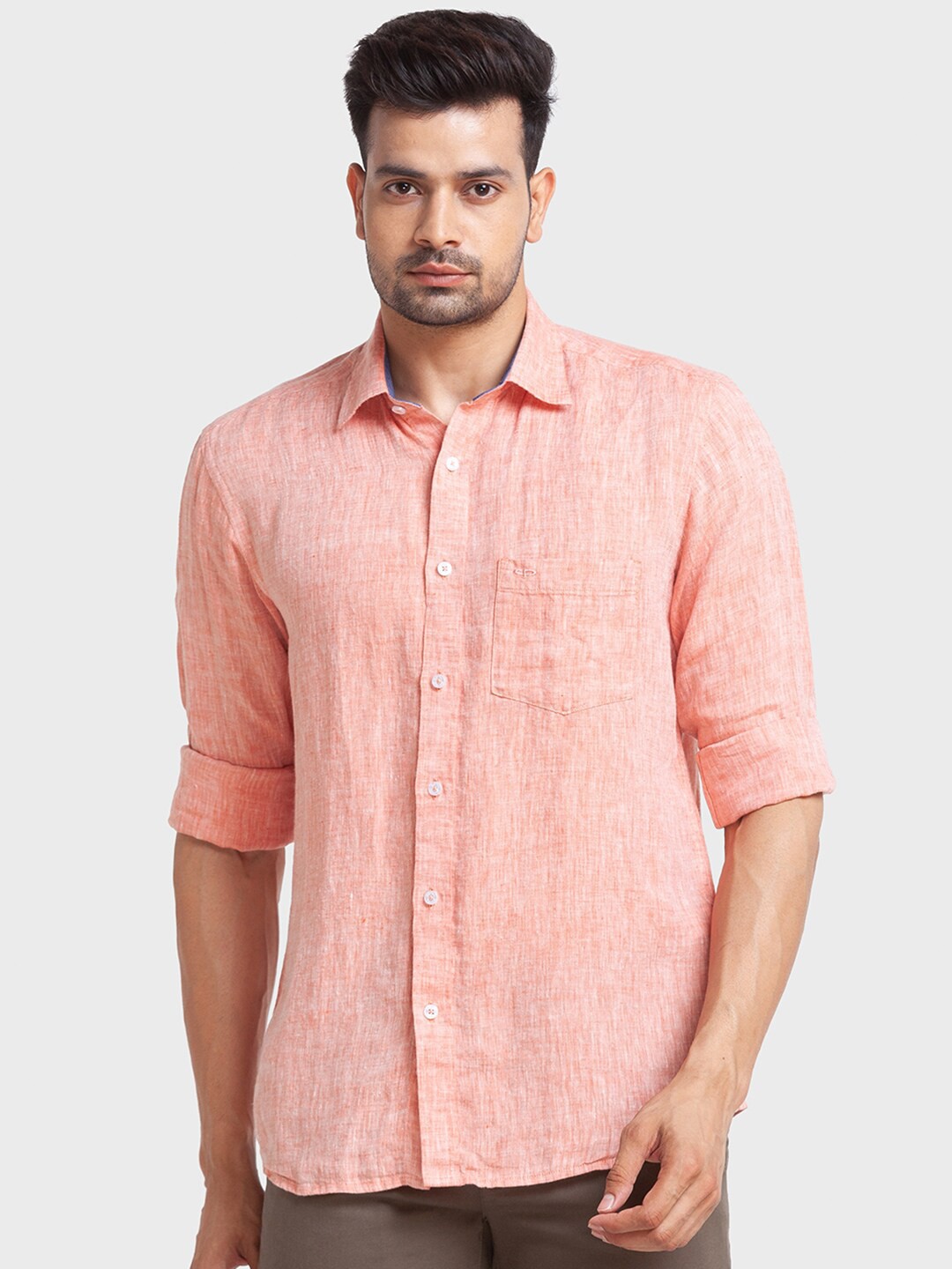 

ColorPlus Men Tailored Fit Linen Casual Shirt, Peach
