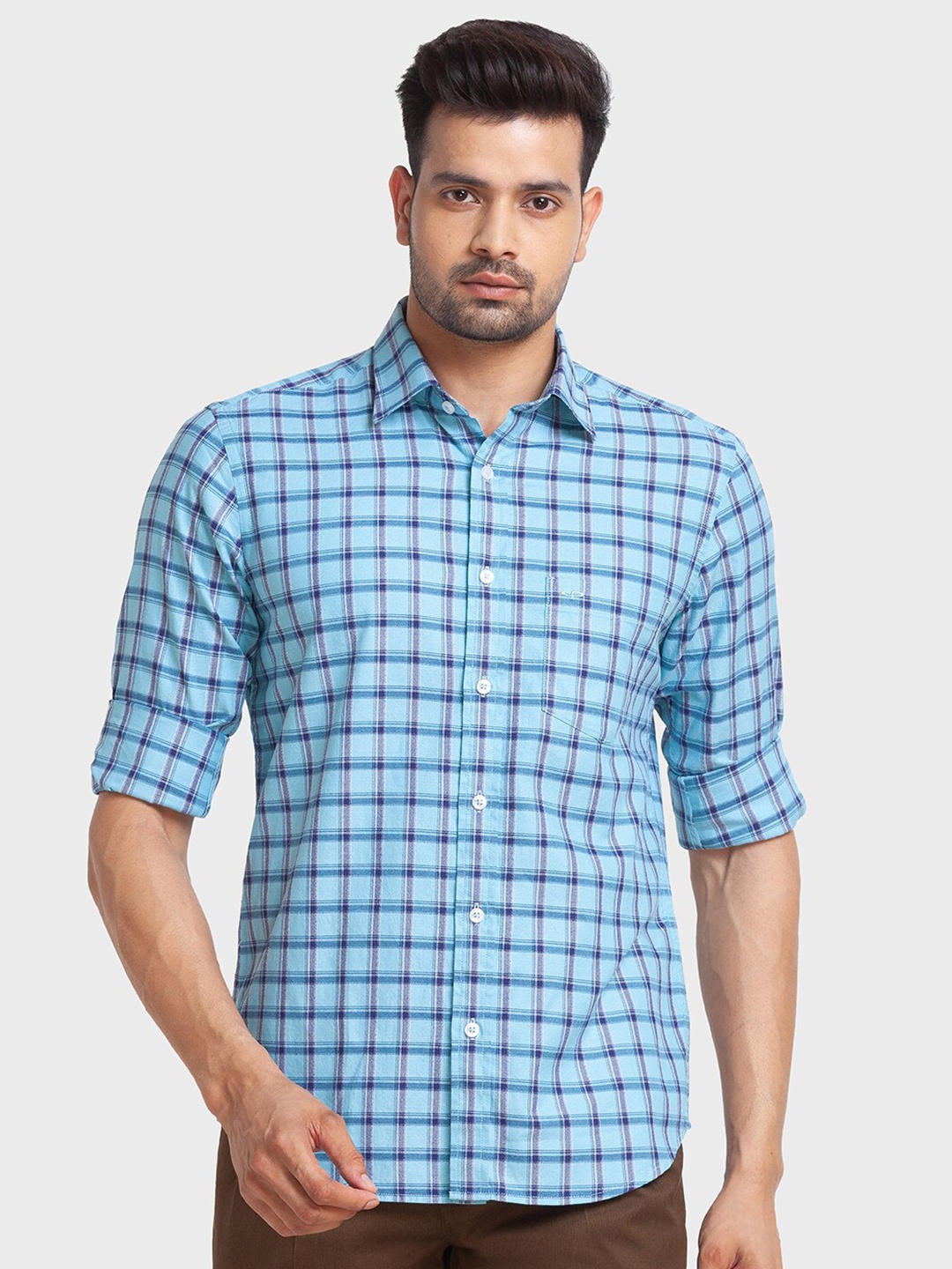

ColorPlus Men Tailored Fit Checked Casual Shirt, Blue