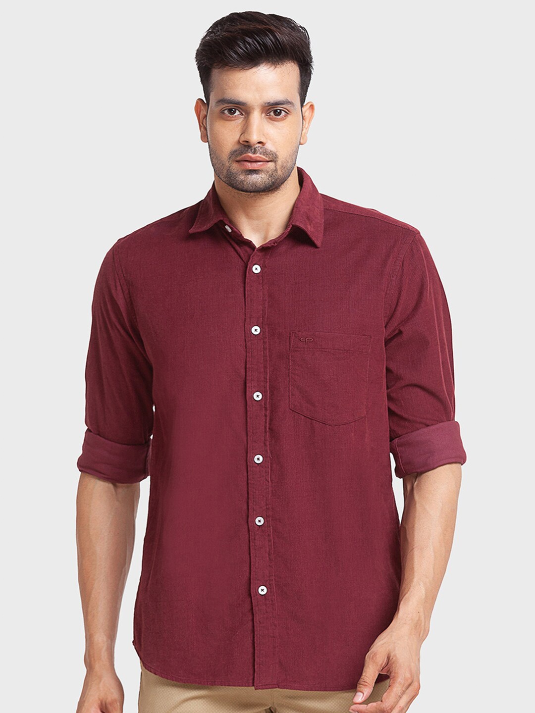 

ColorPlus Men Tailored Fit Cotton Casual Shirt, Maroon