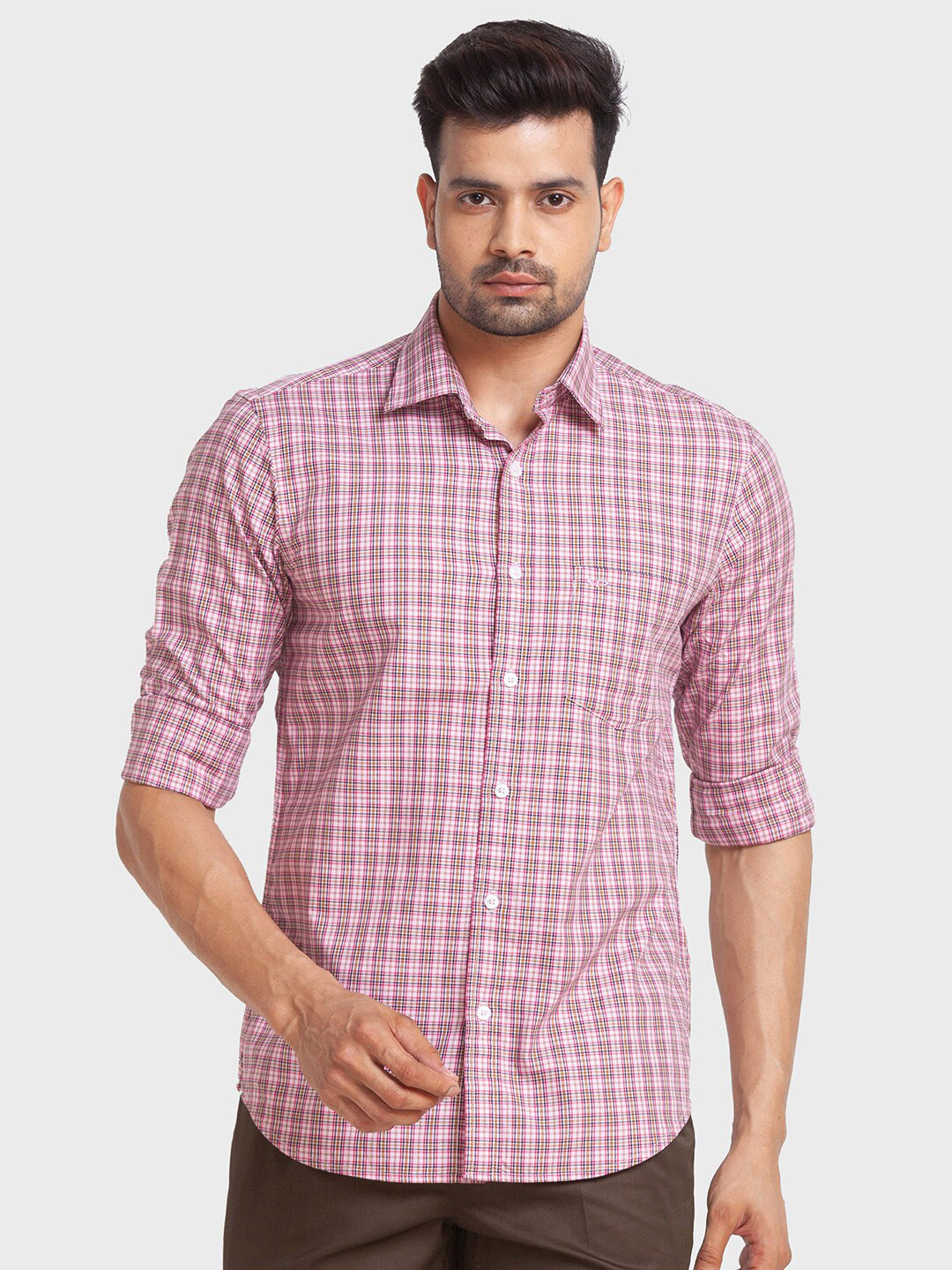 

ColorPlus Men Tailored Fit Checked Casual Cotton Shirt, Mustard