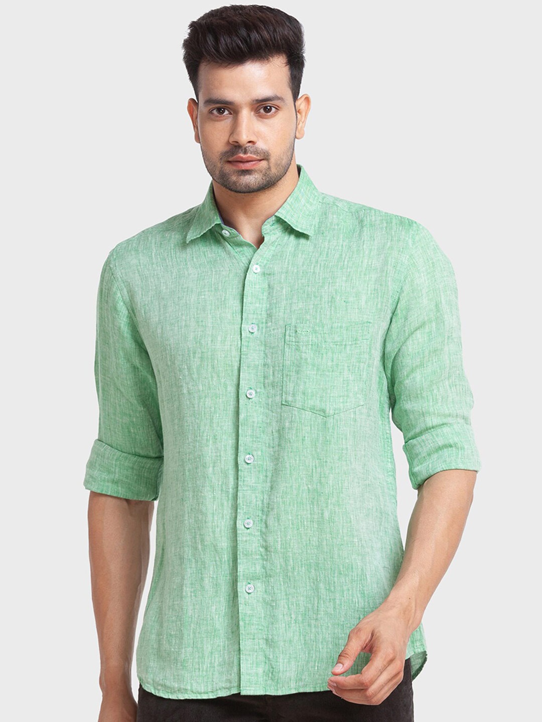 

ColorPlus Men Tailored Fit Linen Casual Shirt, Green