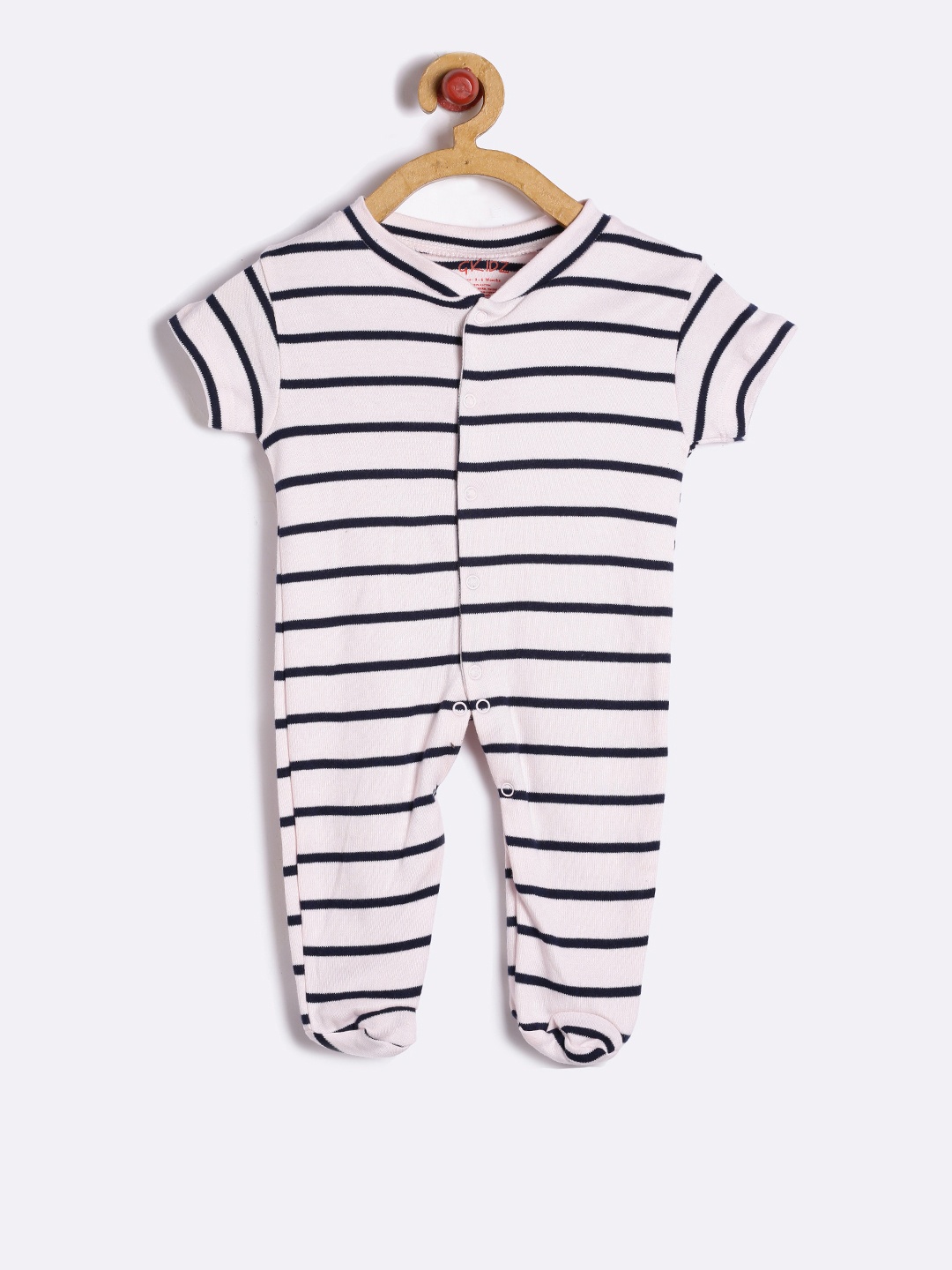 

GKIDZ Unisex Navy & Pink Striped Sleepsuit, Navy blue