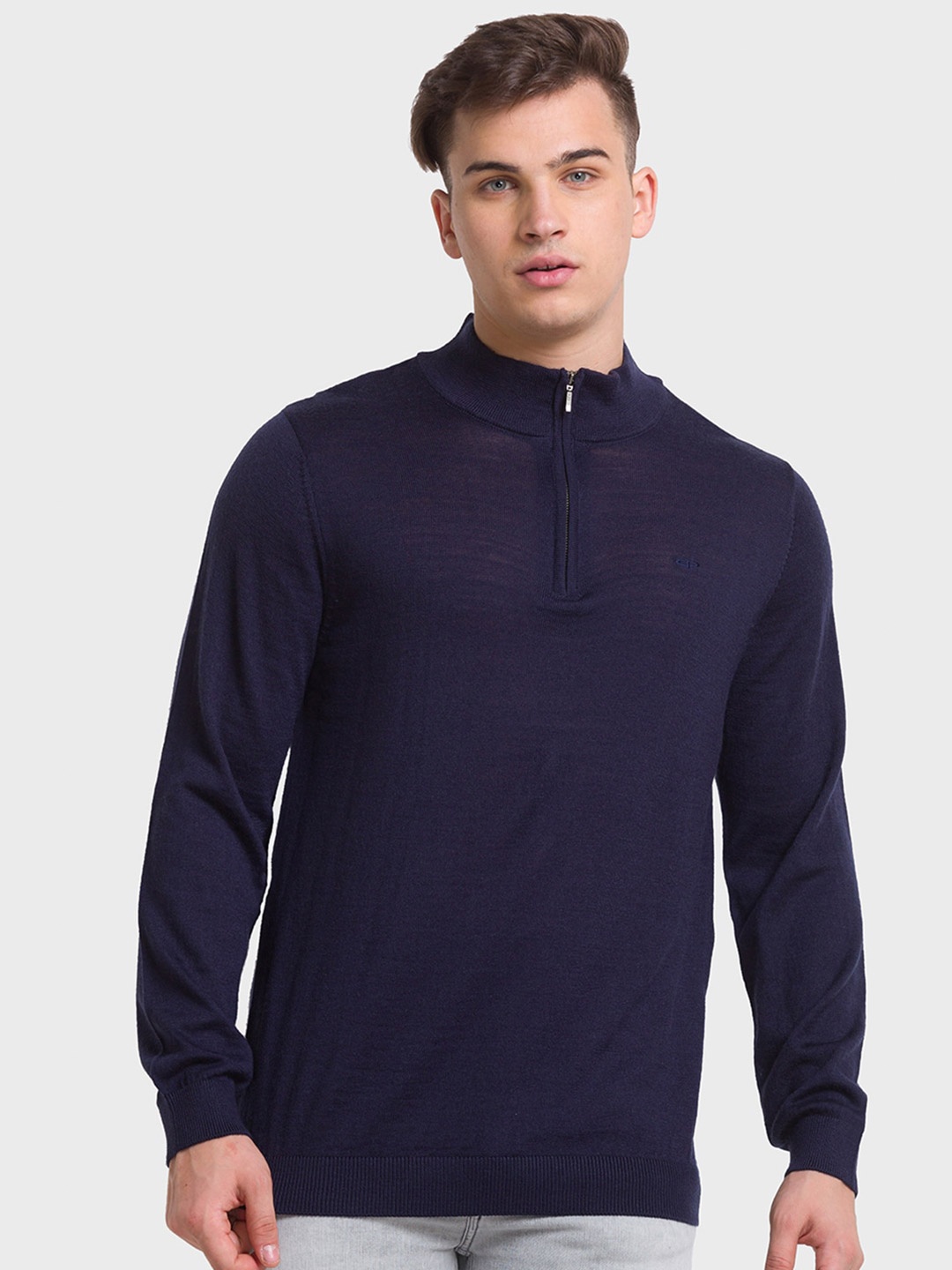 

ColorPlus Men Plus Size Mock Neck Pullover Sweater, Navy blue