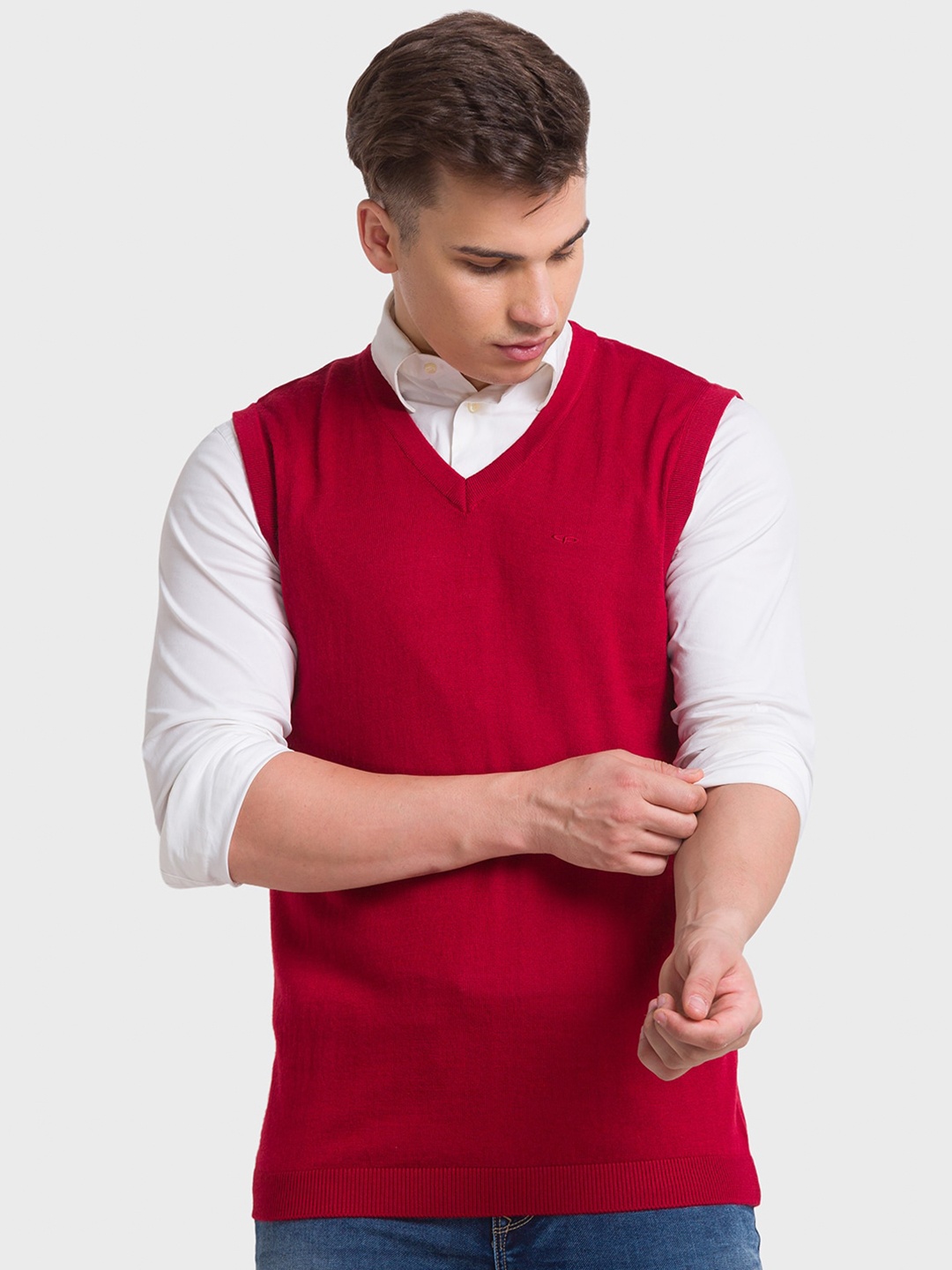 

ColorPlus Men Sweater Wool Vest, Red