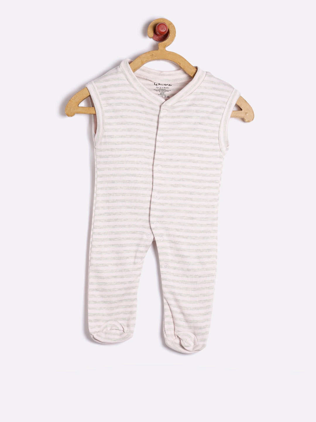 

GKIDZ Unisex Pink Striped Sleepsuit