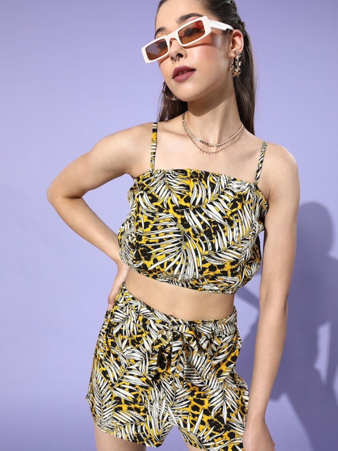 

Sera Women Printed Crop Top & Short, Black