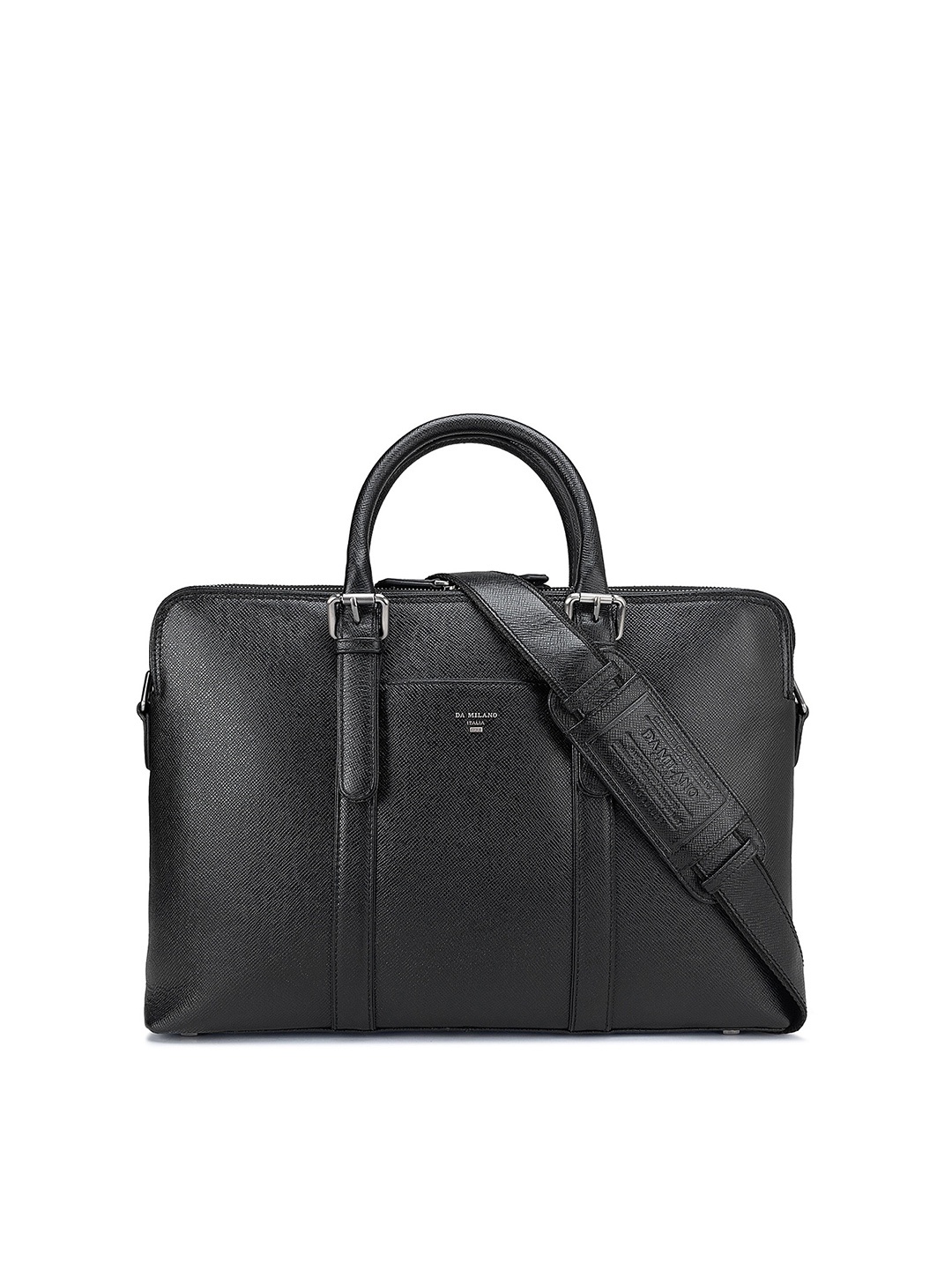 

Da Milano Textured Leather Laptop Bag, Black