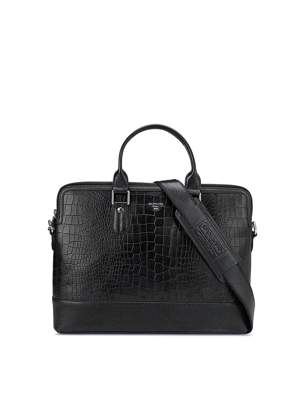 

Da Milano Textured Leather Laptop Bag, Black