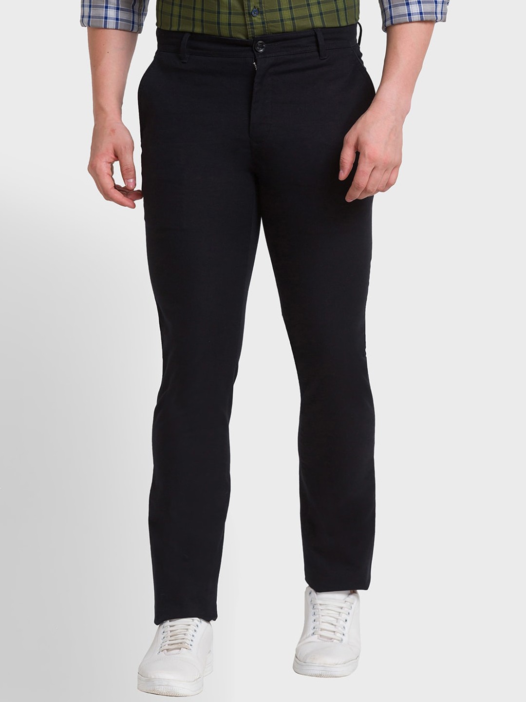 

ColorPlus Men Mid-Rise Regular-Fit Trousers, Black