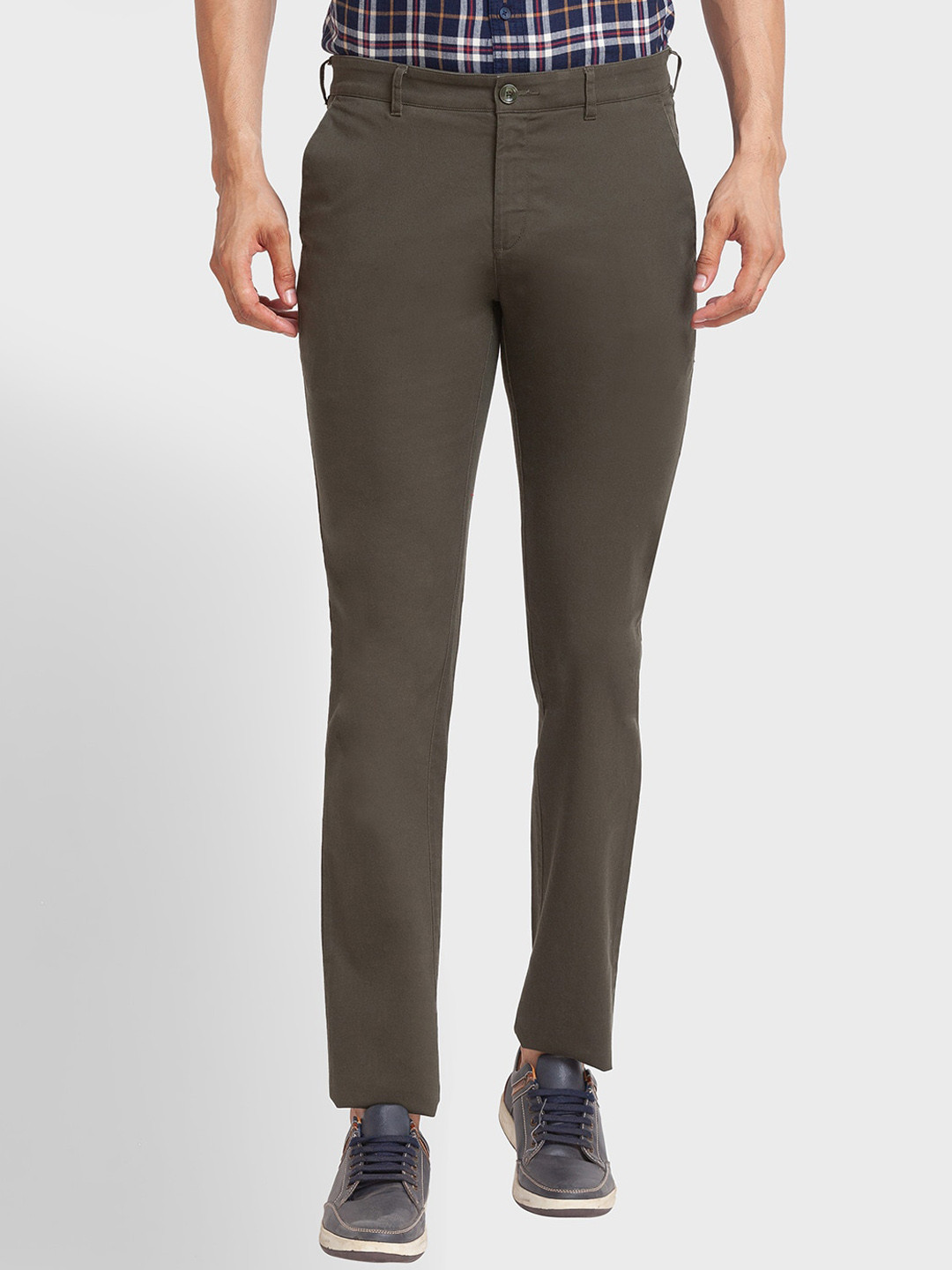 

ColorPlus Men Cotton Regular Fit Trousers, Green