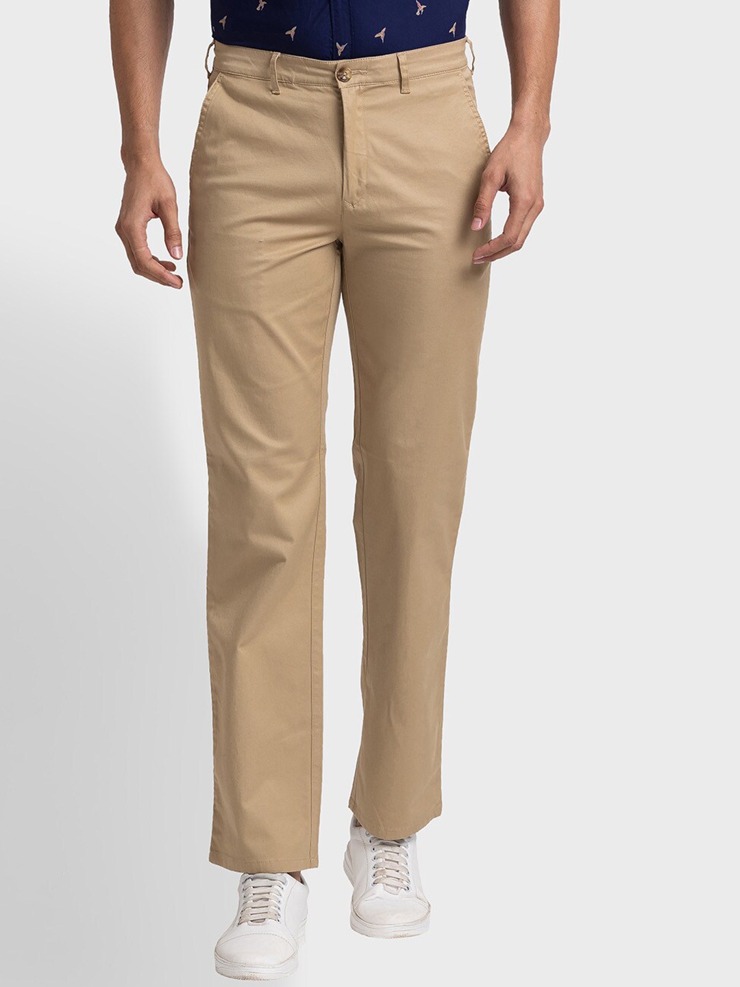 

ColorPlus Men Regular Fit Mid-Rise Chinos Trousers, Khaki
