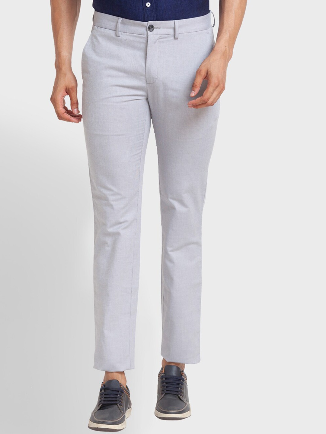 

ColorPlus Men Flat-Front Regular Fit Trousers, Grey