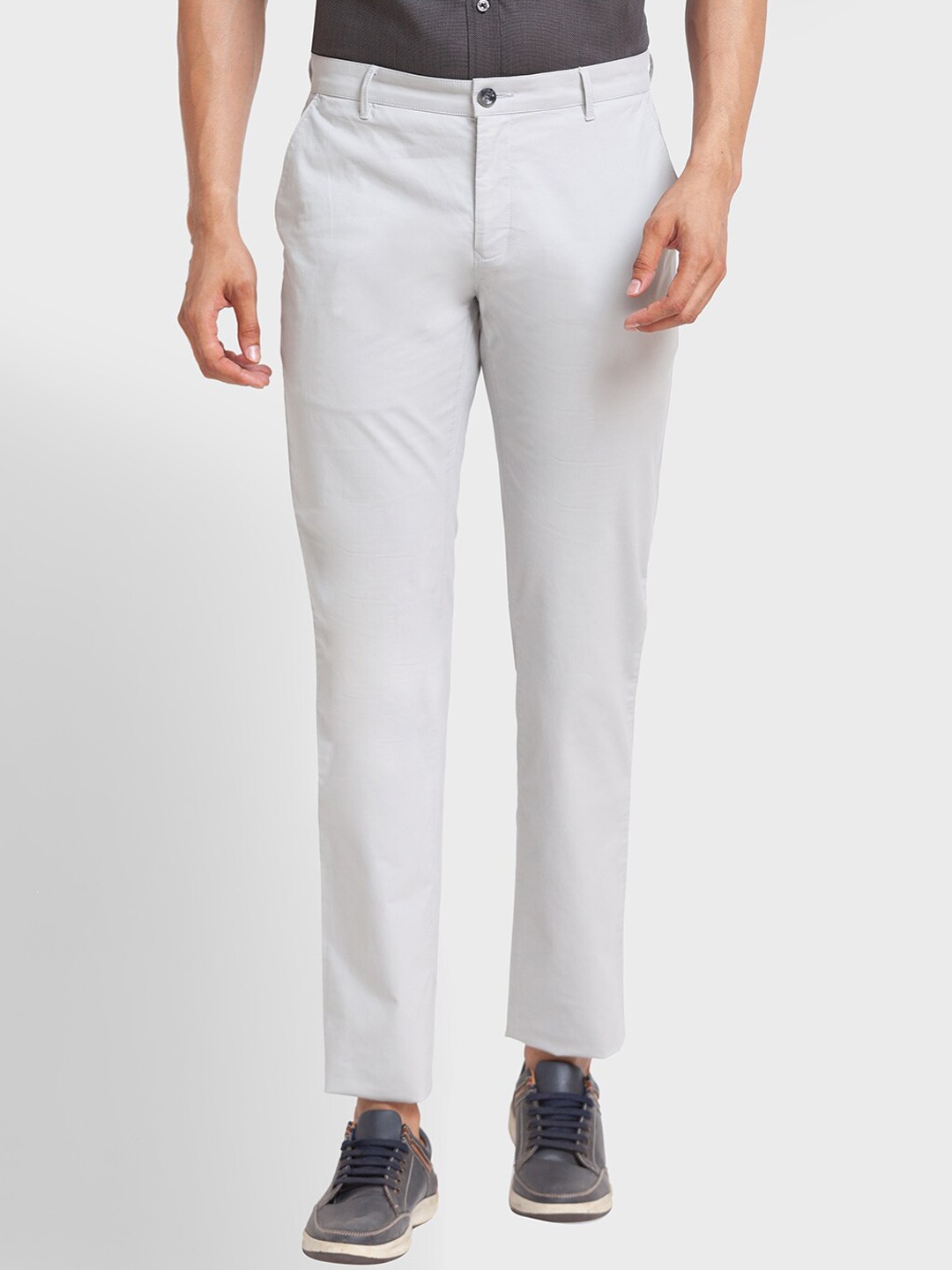 

ColorPlus Men Mid Rise Regular Fit Trousers, Grey