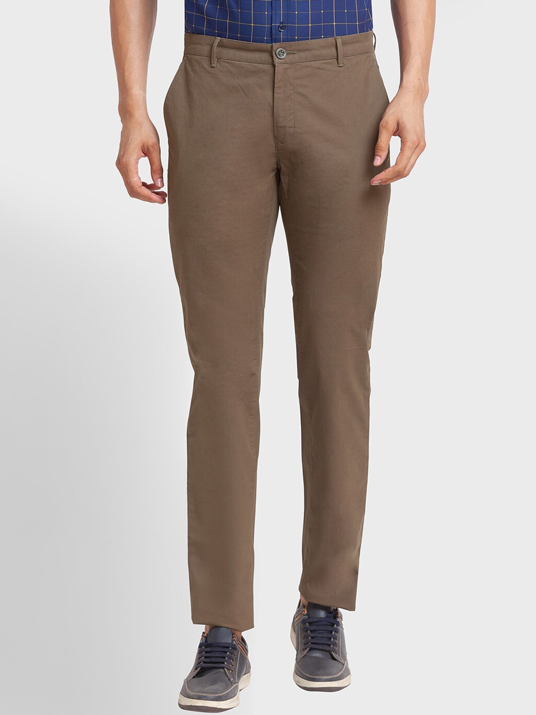

ColorPlus Men Cotton Straight Fit Trousers, Brown