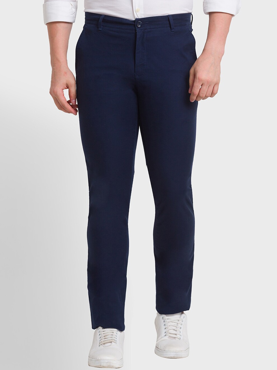 

ColorPlus Men Cotton Slim Fit Trousers, Blue
