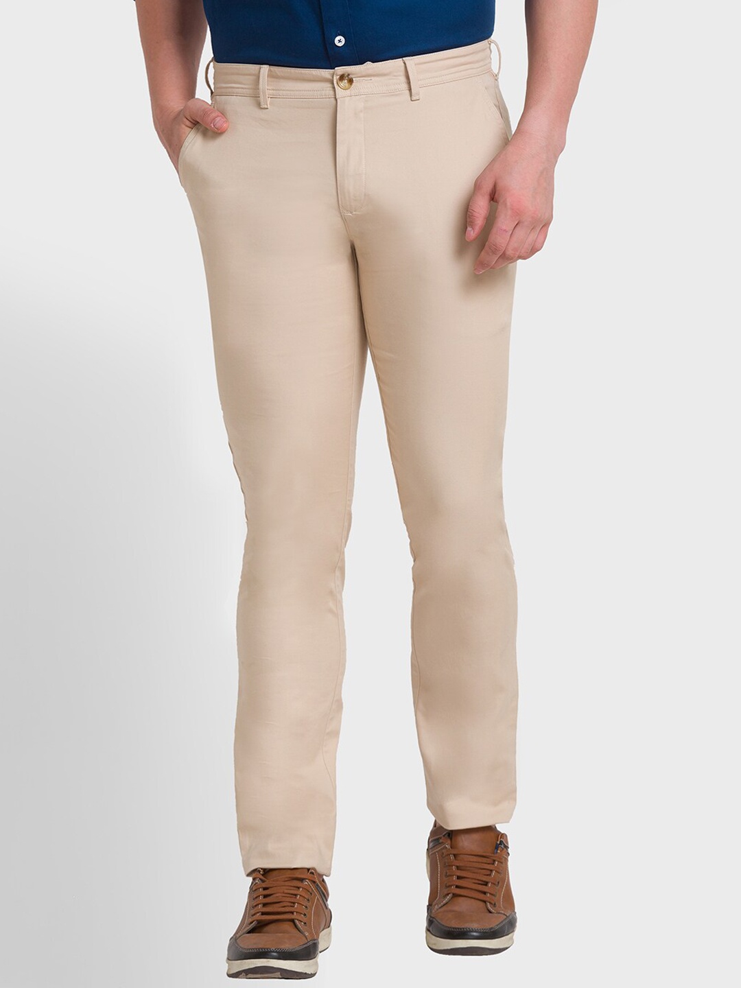 

ColorPlus Men Cotton Regular fit Trousers, Beige