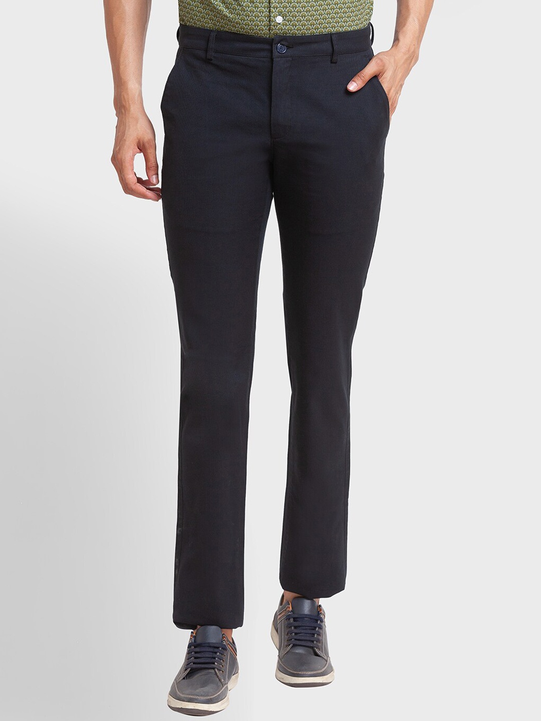 

ColorPlus Men Mid-Rise Regular Fit Cotton Trousers, Blue