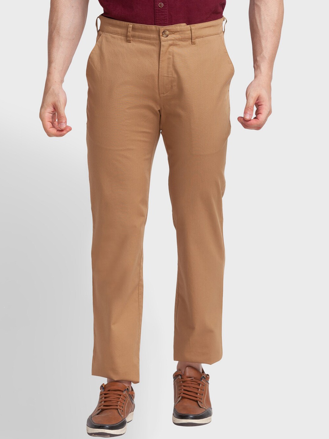 

ColorPlus Men Mid Rise Chinos Trousers, Khaki