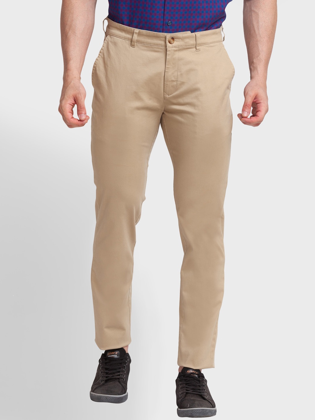 

ColorPlus Men Mid Rise Regular Fit Trousers, Khaki