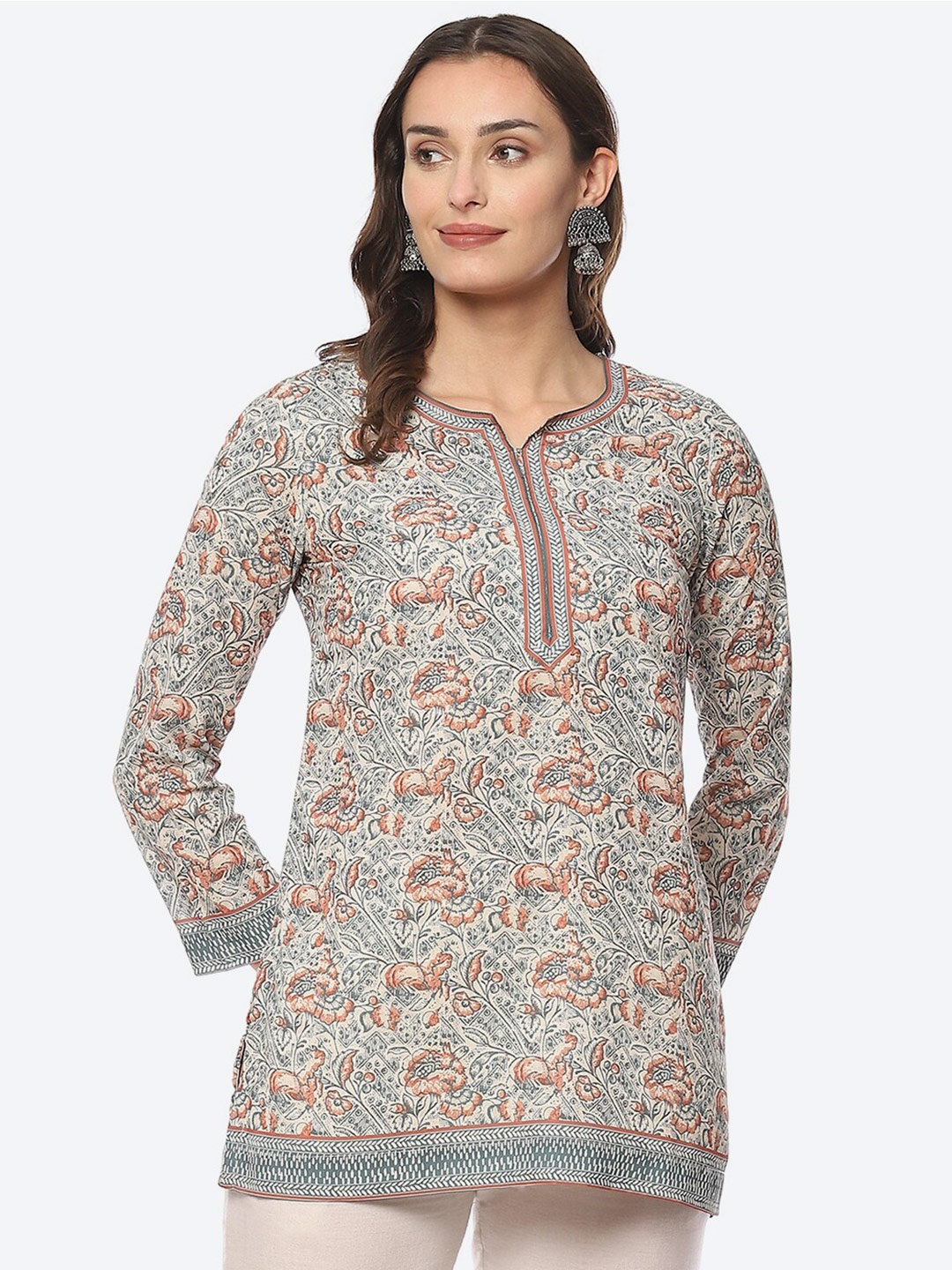 

Biba Floral Printed Kurti, Beige