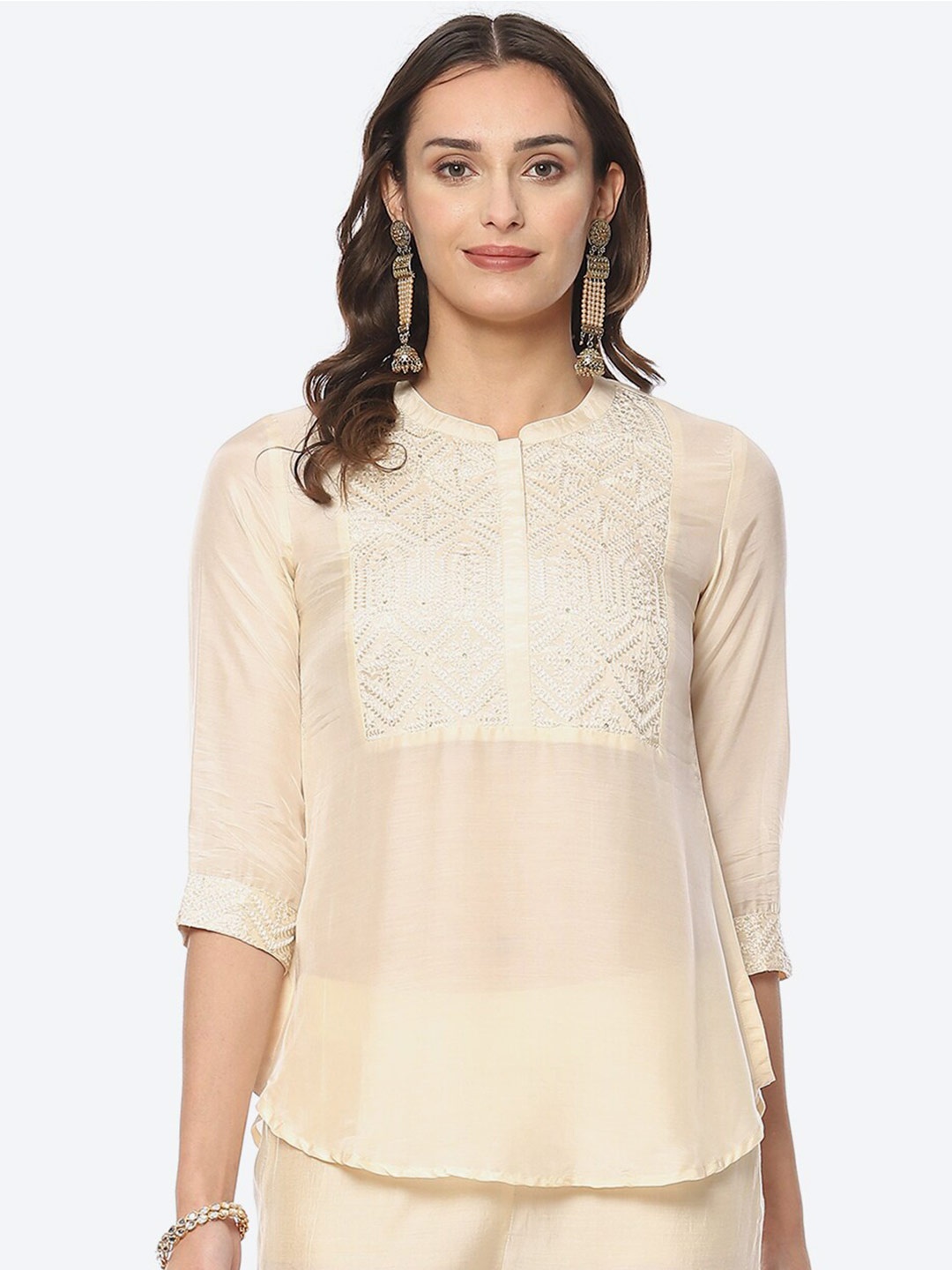 

Biba Embroidered Kurti, Beige