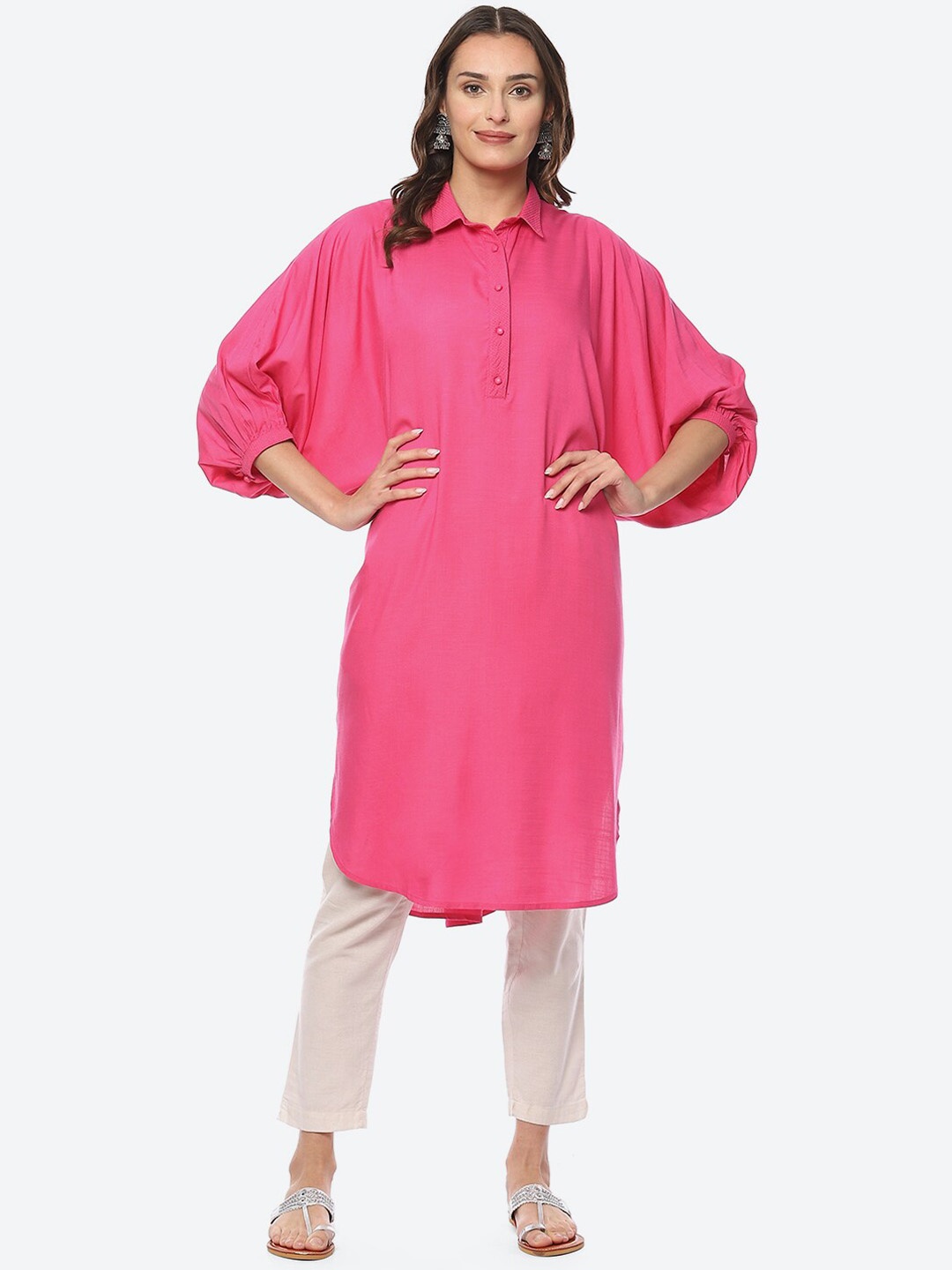 

Biba Women Puff Sleeves Pathani Kurta, Pink
