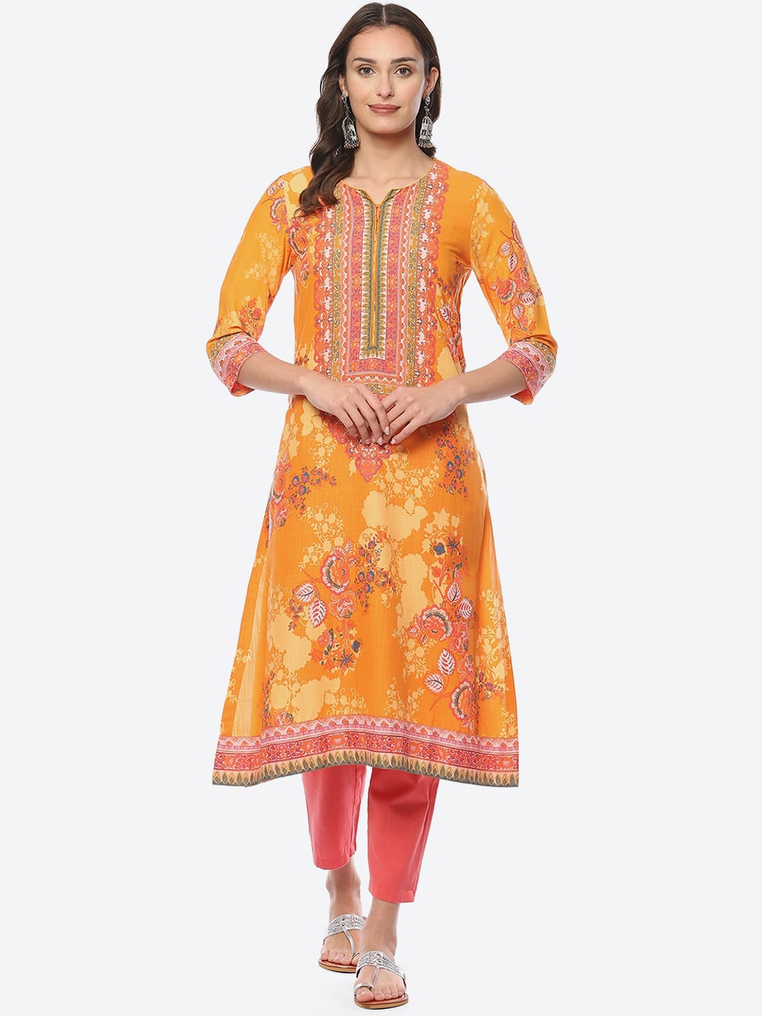 

Biba Women Ethnic Motifs Printed Kurta, Orange