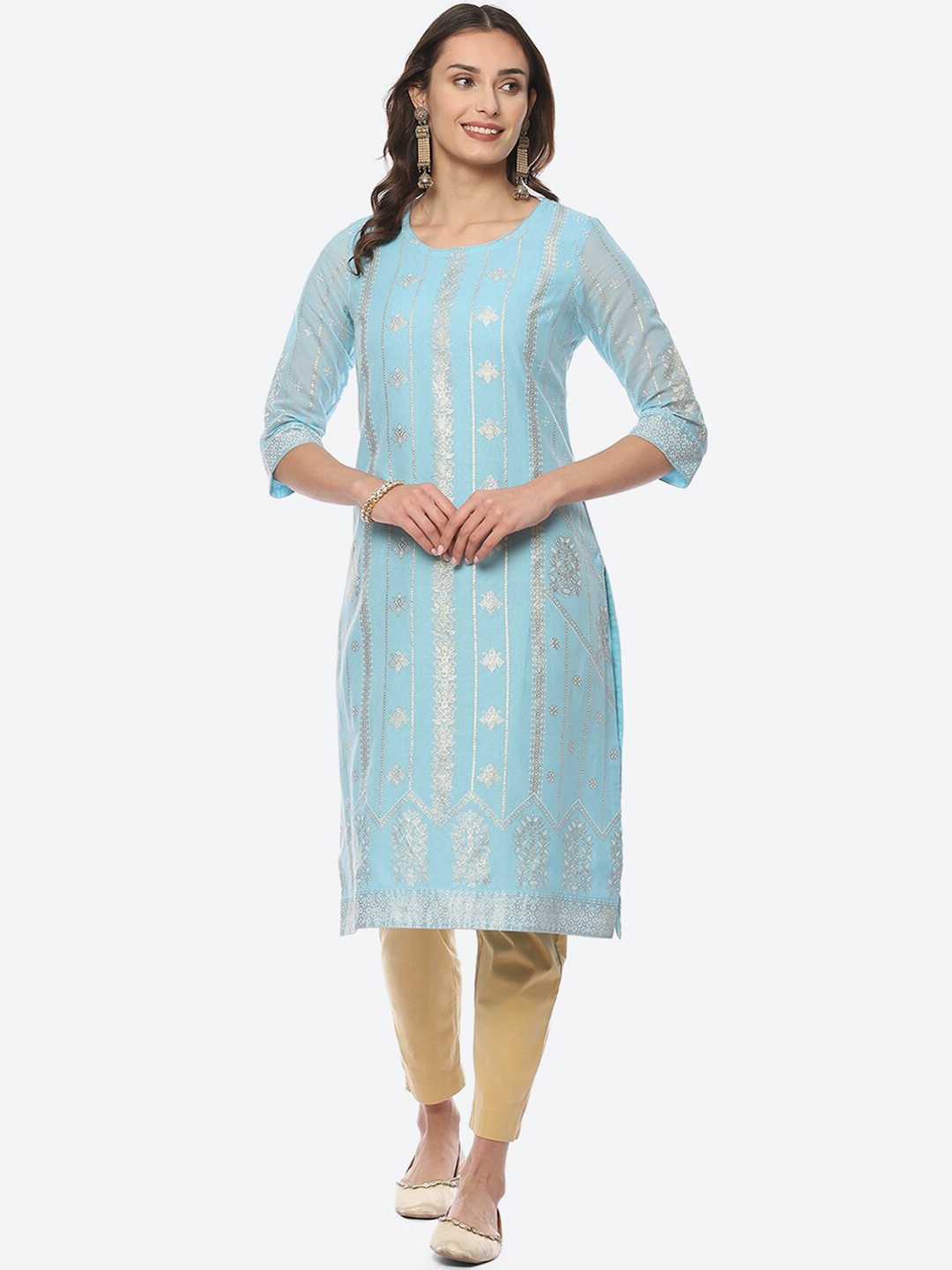 

Biba Women Plus Size Ethnic Motifs Printed Kurta, Blue