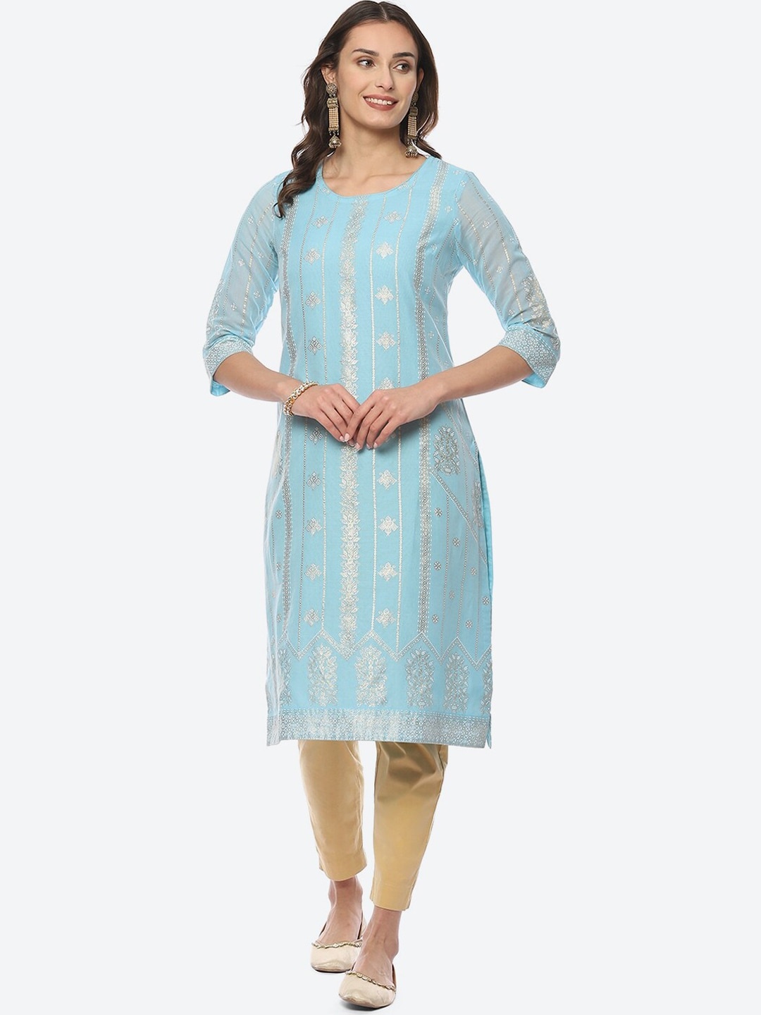 

Biba Ethnic Motifs Printed Kurta, Blue