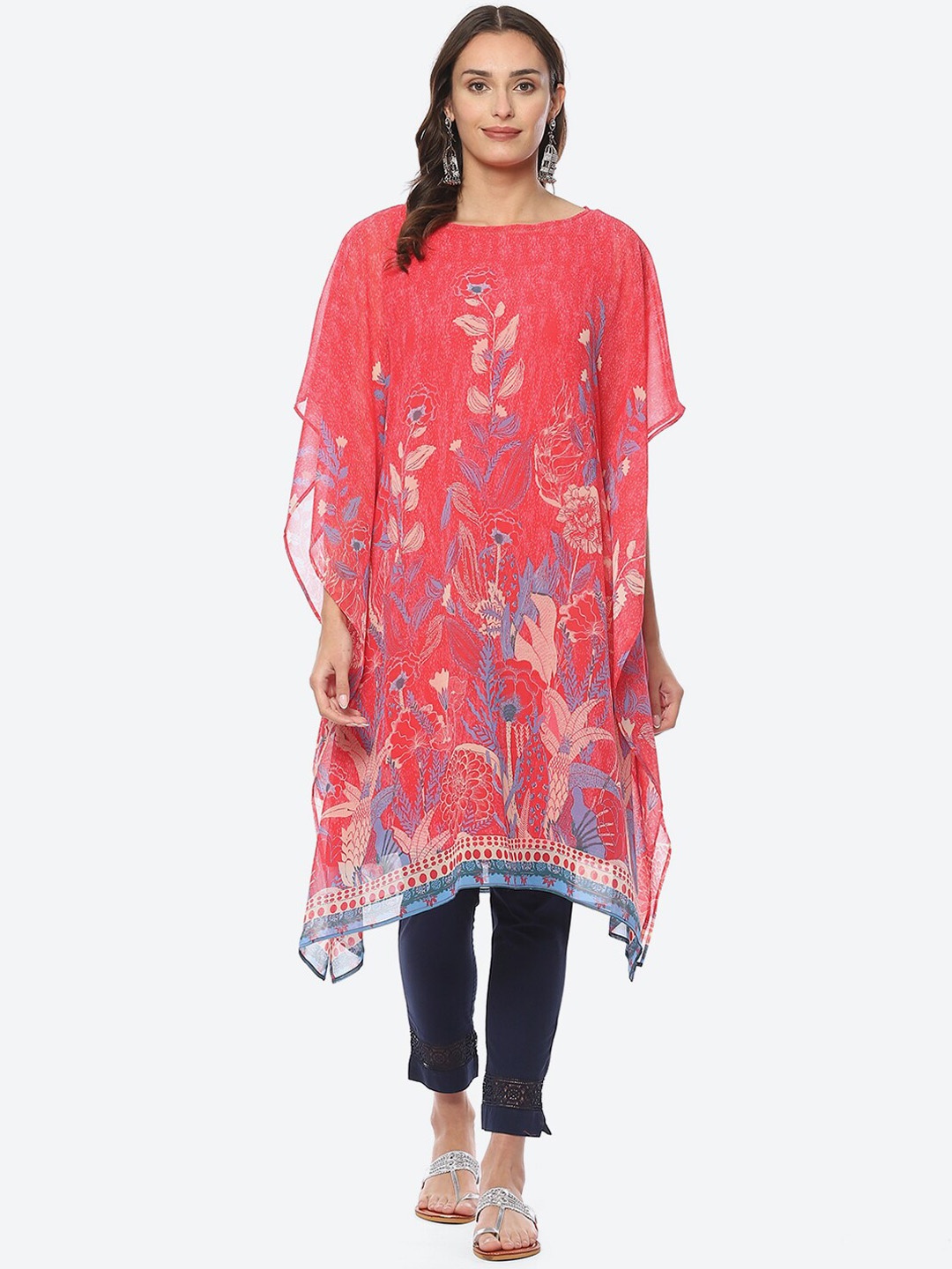 

Biba Women Printed Kaftan Kurta, Coral