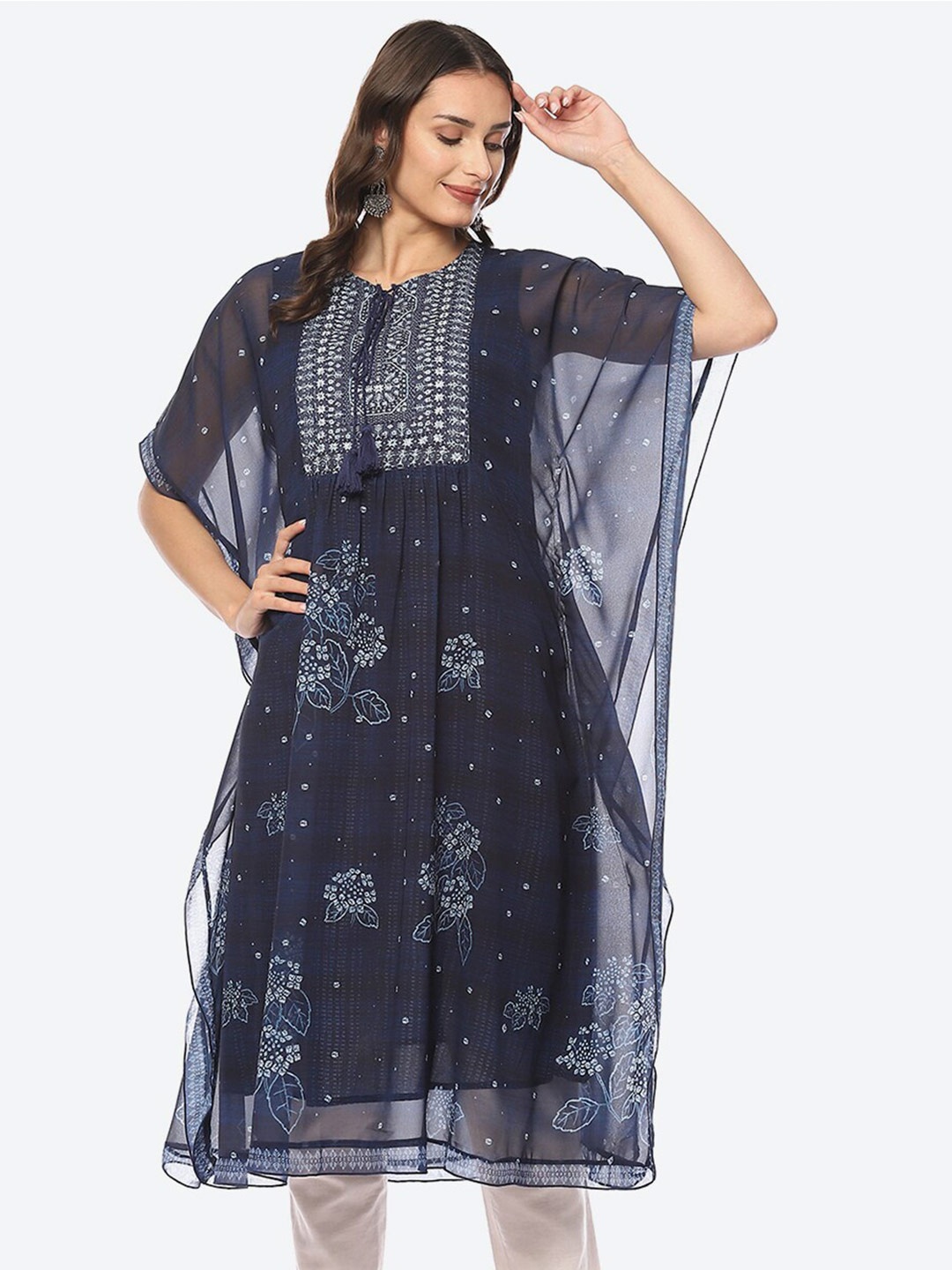 

Biba Ethnic Motifs Printed Kaftan Kurta, Blue